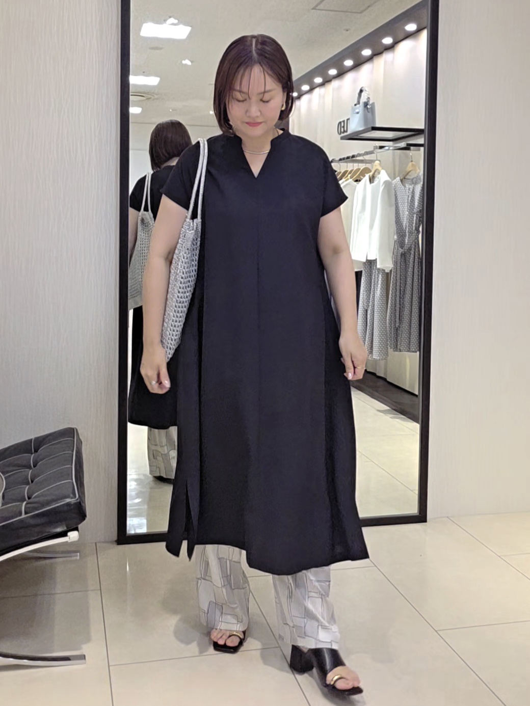 naokoさんの「UNTITLED｜【UV/接触冷感/遮熱/通気性】スラブバンドカラーワンピース」を使ったコーディネート