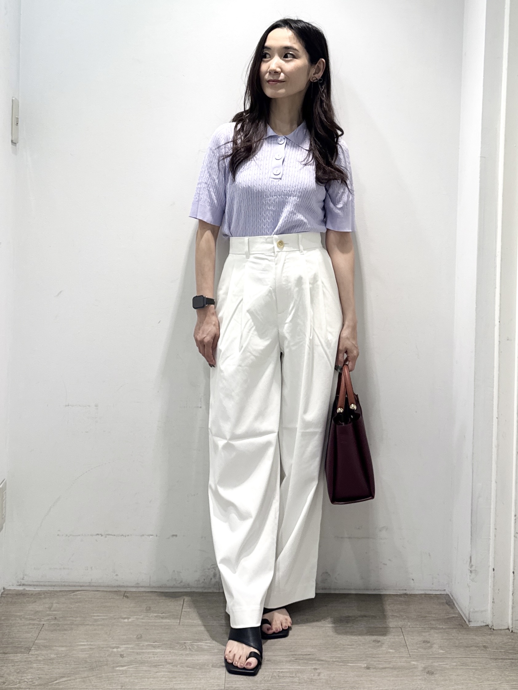 yuicciさんの「OPAQUE.CLIP｜【UV／接触冷感】ケーブルポロニット《洗濯機OK／抗ピル》」を使ったコーディネート