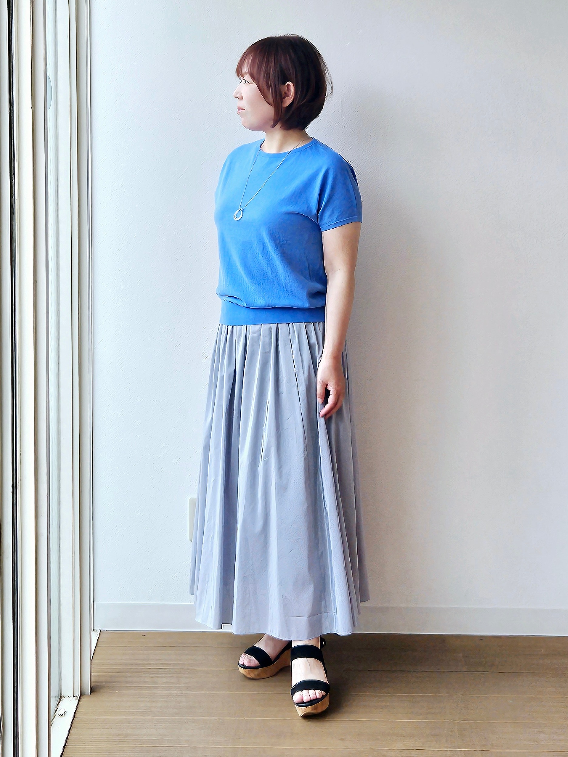 やじまさんの「UNTITLED｜◆【9色展開/アンサンブル可】コットンクルーネックカーディガン」を使ったコーディネート