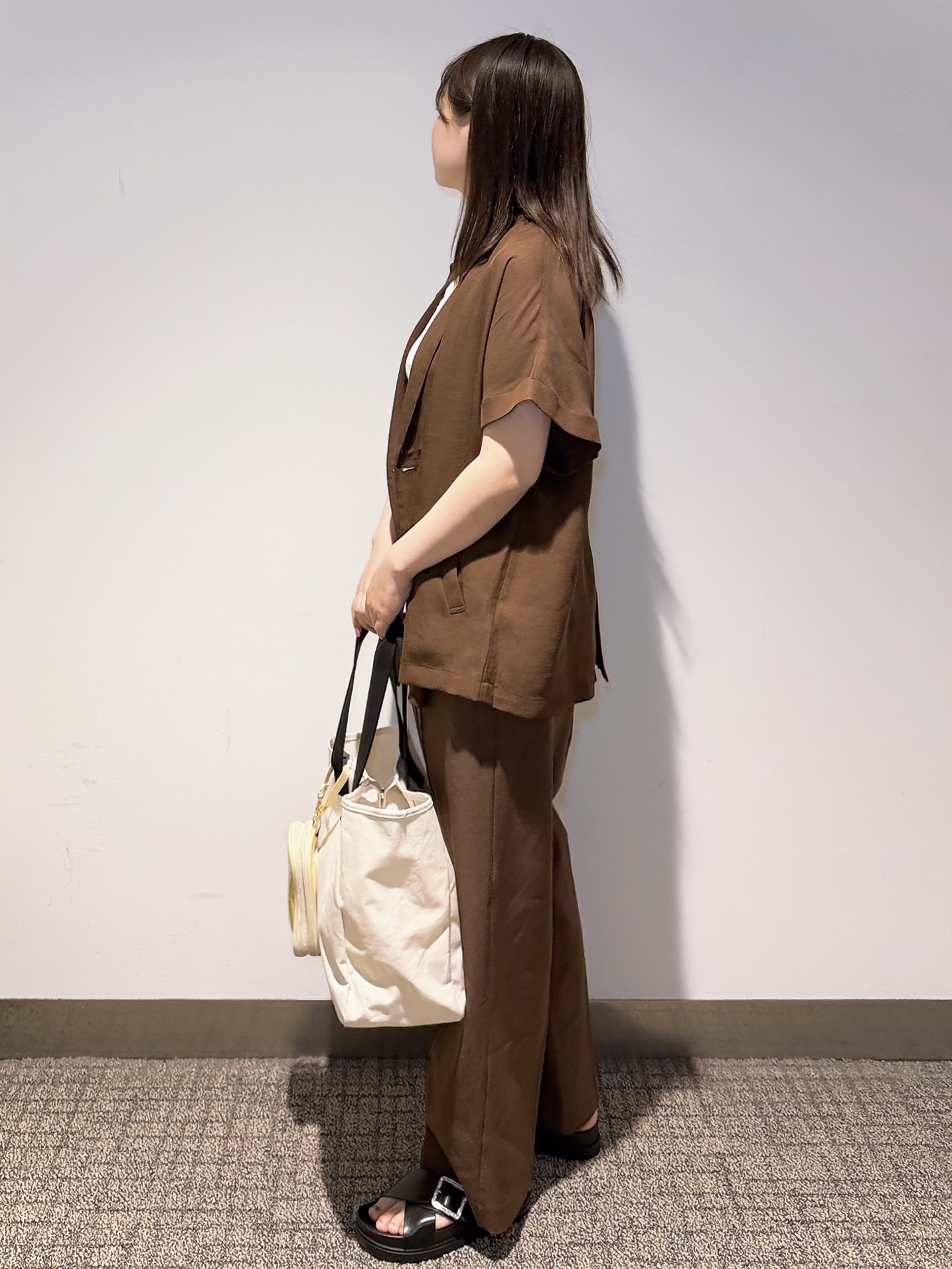 みーさんの「grove｜【洗濯機OK・ひんやり/SETUP可】シワになりにくいハーフスリーブジャケット」を使ったコーディネート