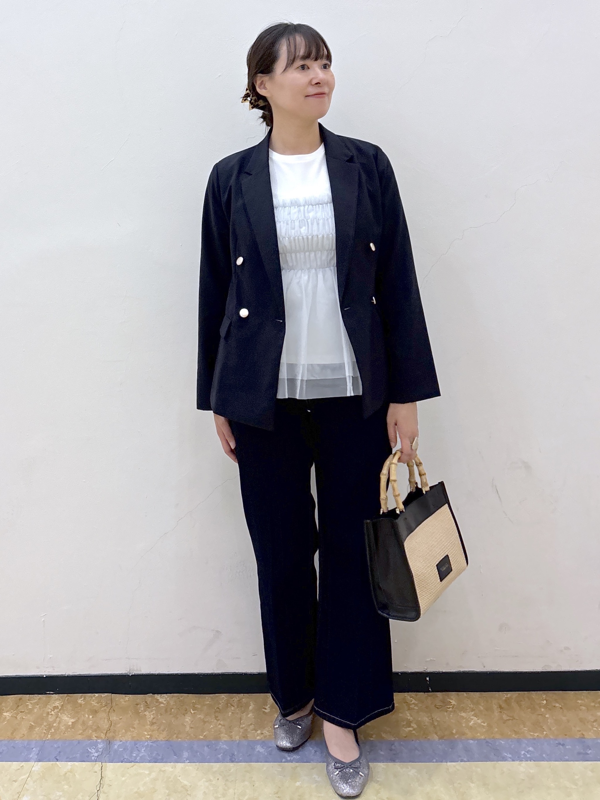 akariさんの「index｜《再入荷》ダブルブレストテーラードジャケット【接触冷感／吸水速乾／イージーアイロン／防シワ／洗濯機O」を使ったコーディネート