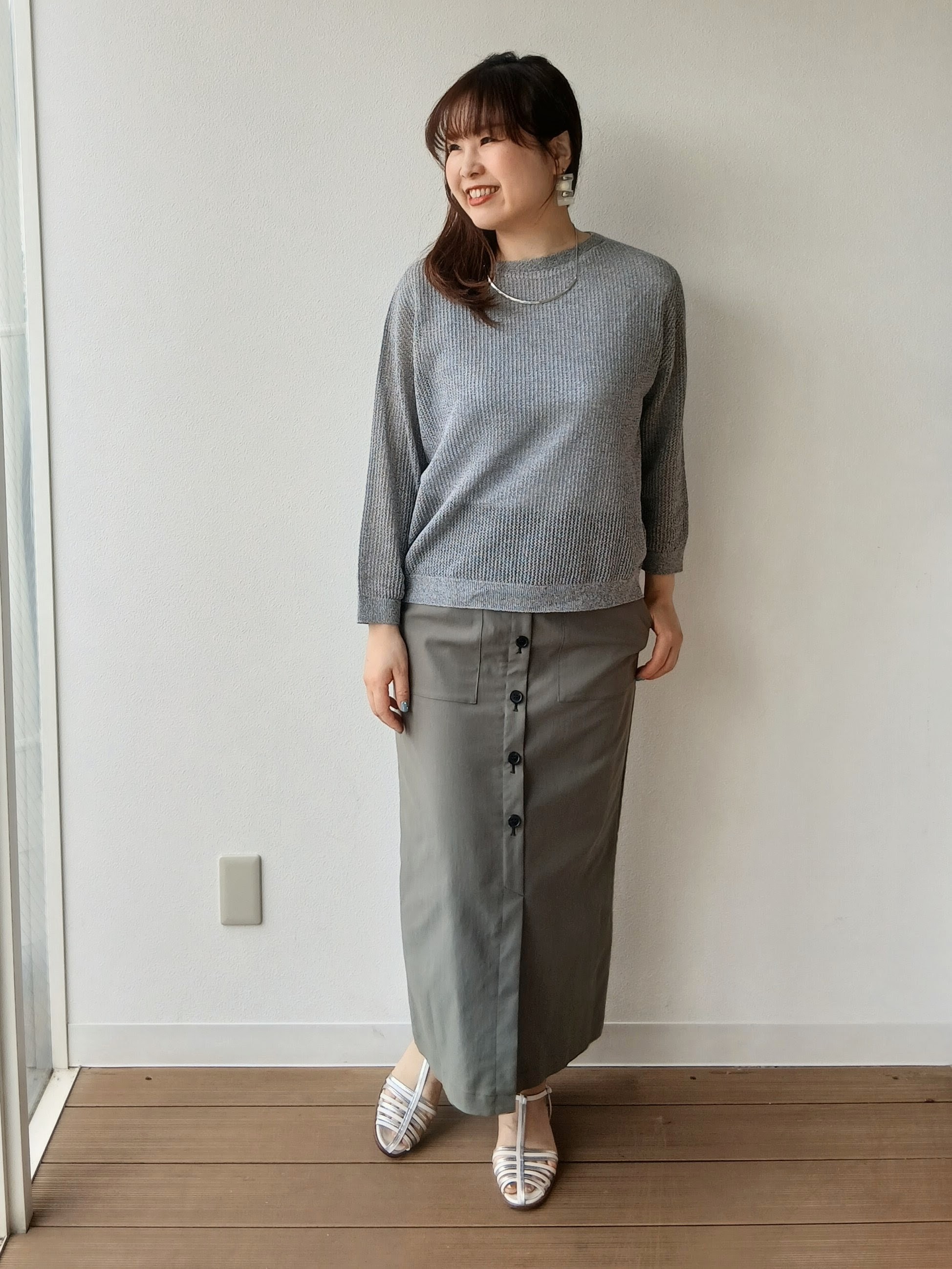 なみきさんの「UNTITLED｜◆シアーメッシュニット」を使ったコーディネート