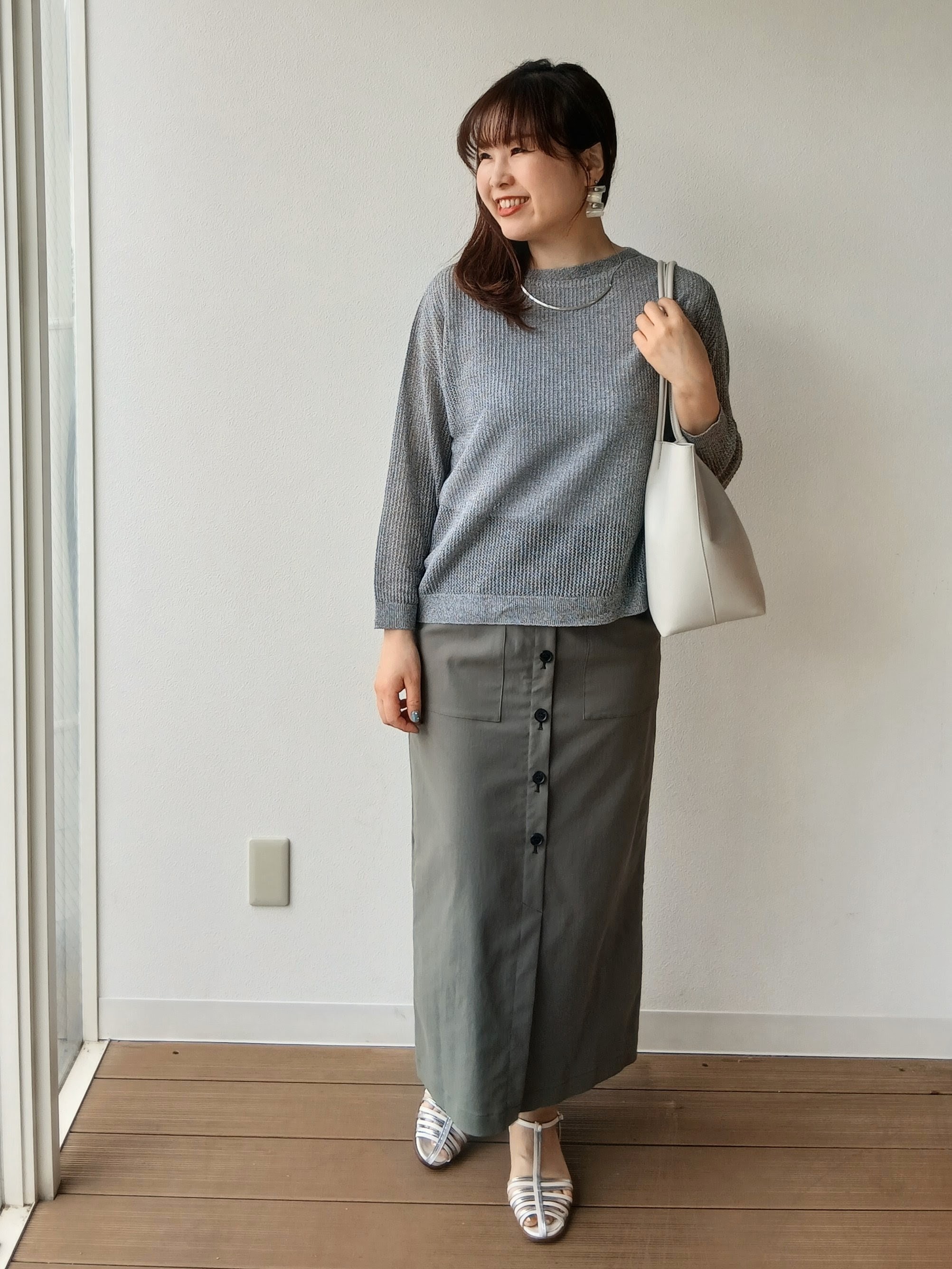 なみきさんの「UNTITLED｜◆シアーメッシュニット」を使ったコーディネート