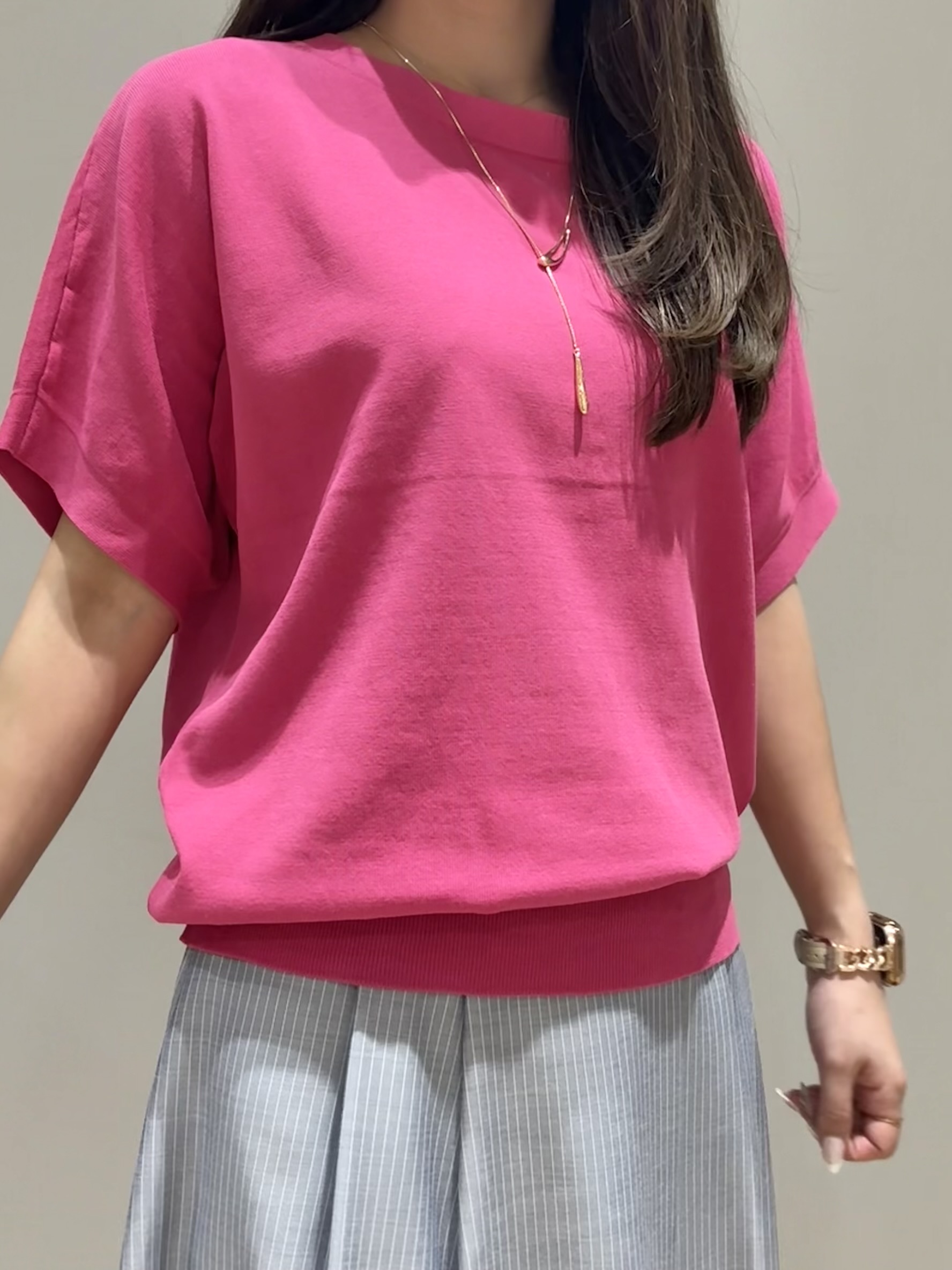 yuriさんの「INDIVI｜【洗える／コットン】ドライタッチさらりニットT」を使ったコーディネート