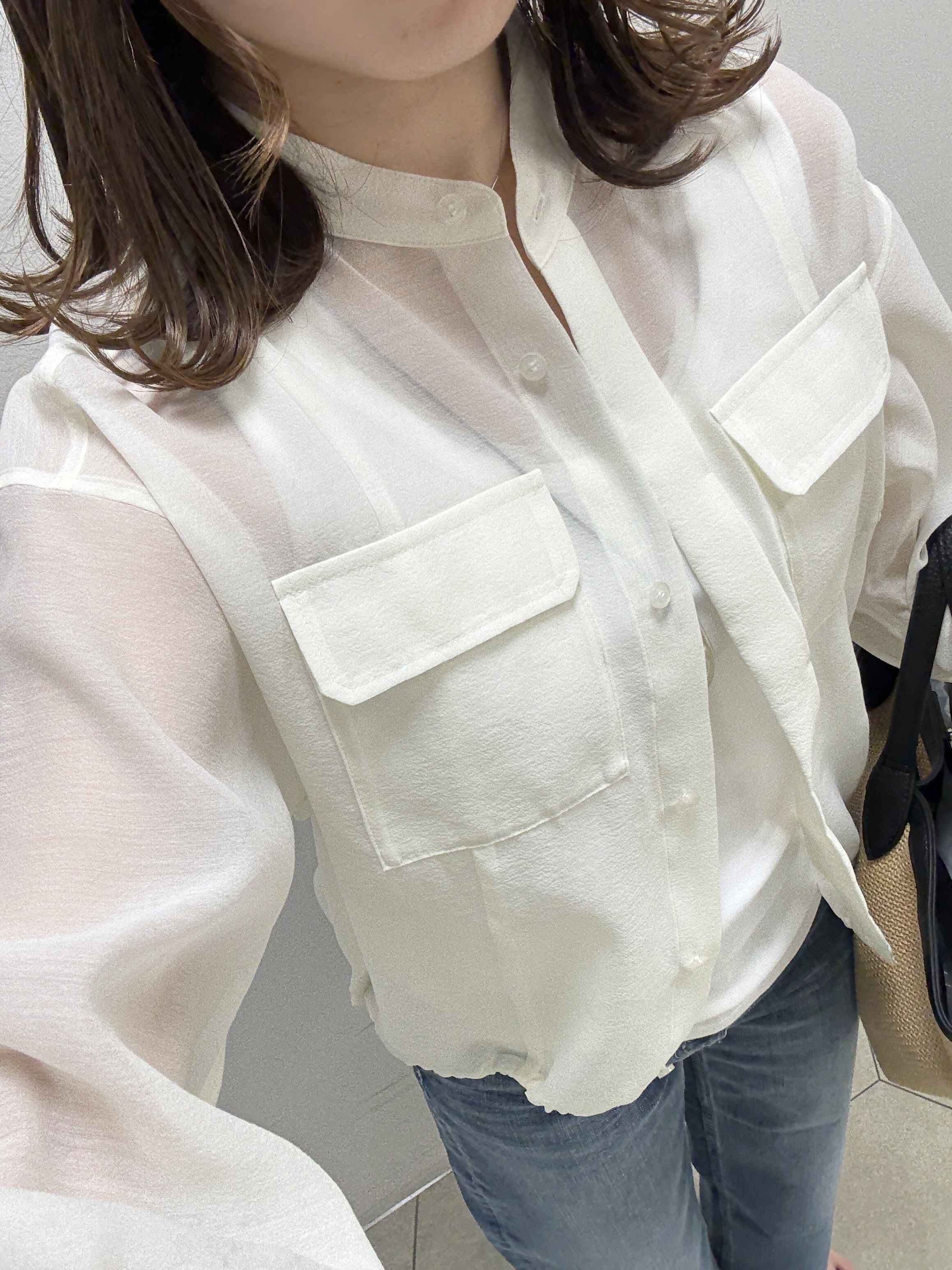 kahoさんの「INDIVI｜【トレンド／2WAY】裾ドロスト付きシアーブラウスブルゾン」を使ったコーディネート