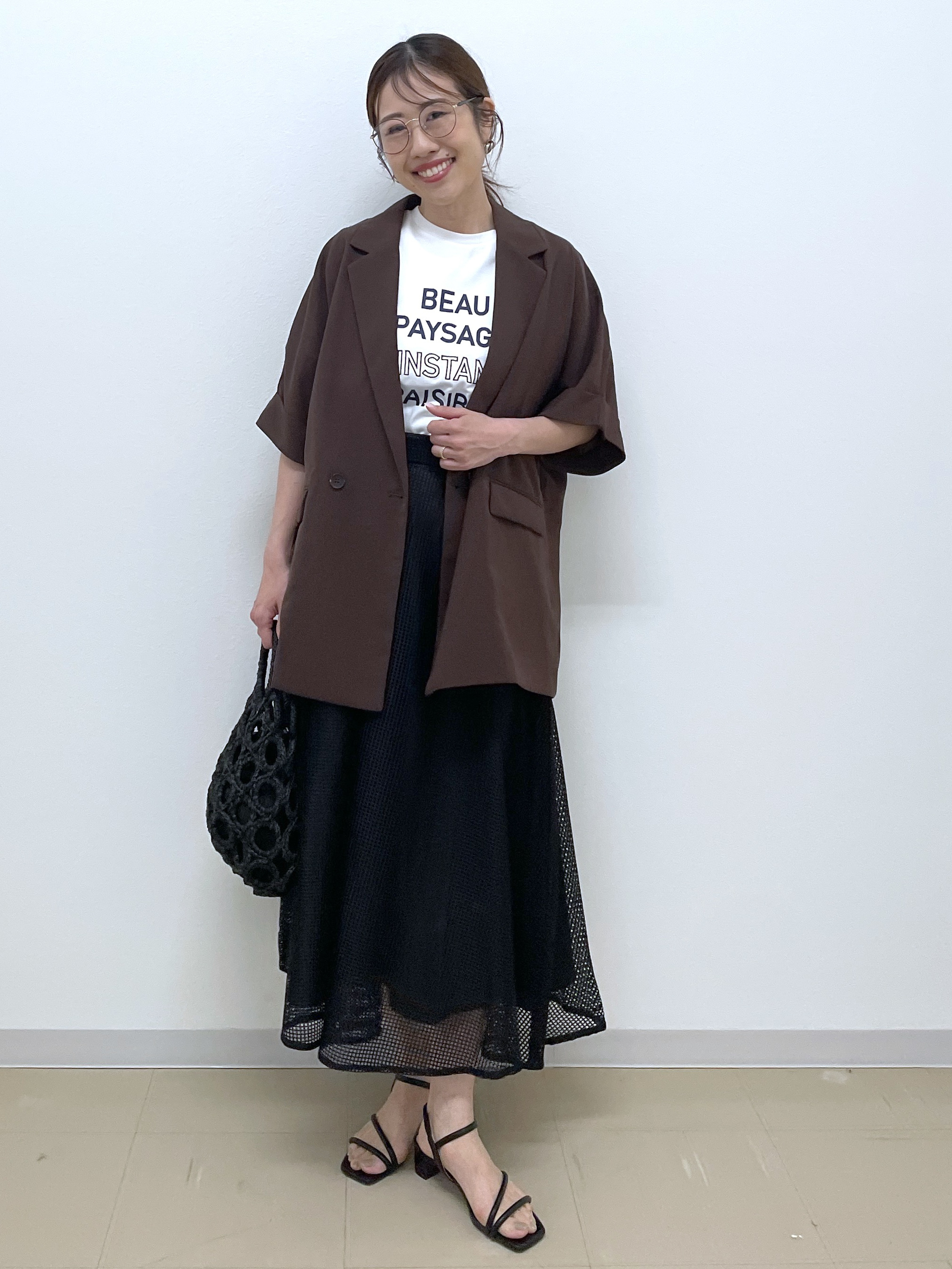 Akiさんの「OPAQUE.CLIP｜【接触冷感／吸水速乾／防シワ】リネンライクテーラードジャケット《洗濯機OK》」を使ったコーディネート