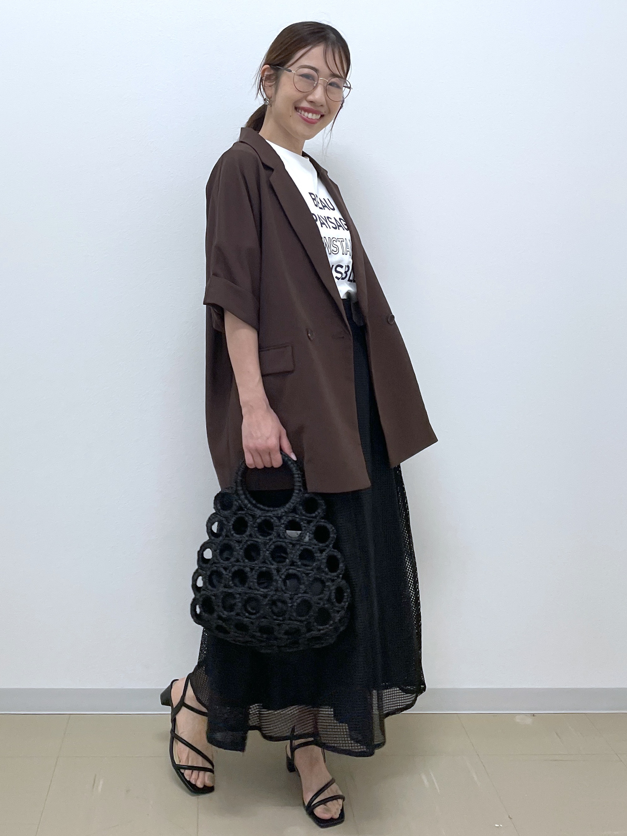 Akiさんの「OPAQUE.CLIP｜【接触冷感／吸水速乾／防シワ】リネンライクテーラードジャケット《洗濯機OK》」を使ったコーディネート