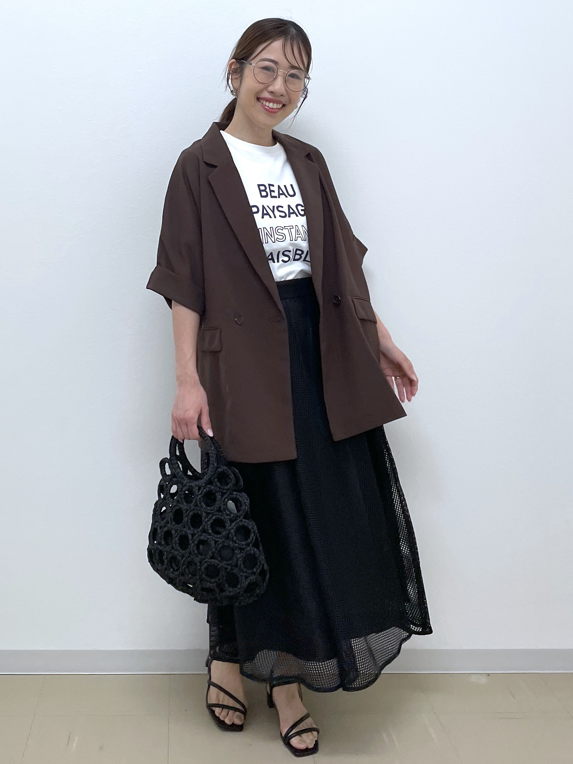 Akiさんの「OPAQUE.CLIP｜【接触冷感／吸水速乾／防シワ】リネンライクテーラードジャケット《洗濯機OK》」を使ったコーディネート