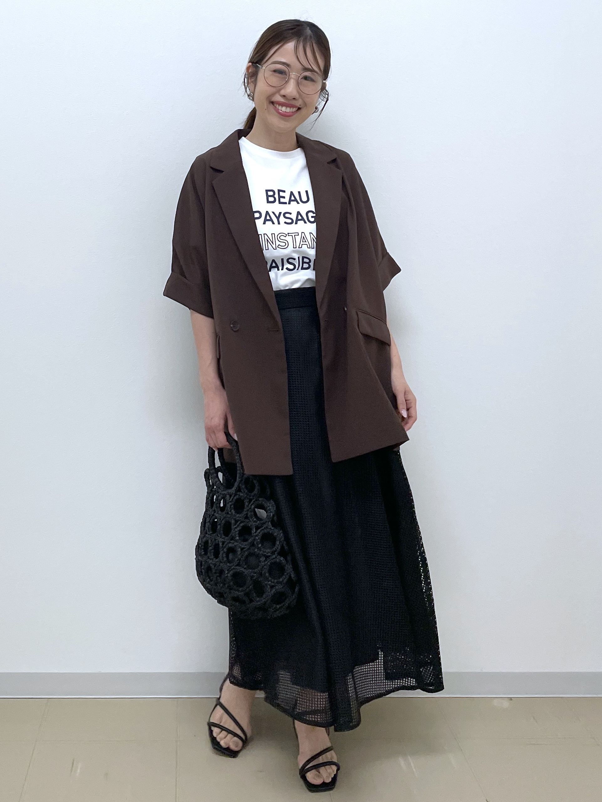Akiさんの「OPAQUE.CLIP｜【接触冷感／吸水速乾／防シワ】リネンライクテーラードジャケット《洗濯機OK》」を使ったコーディネート