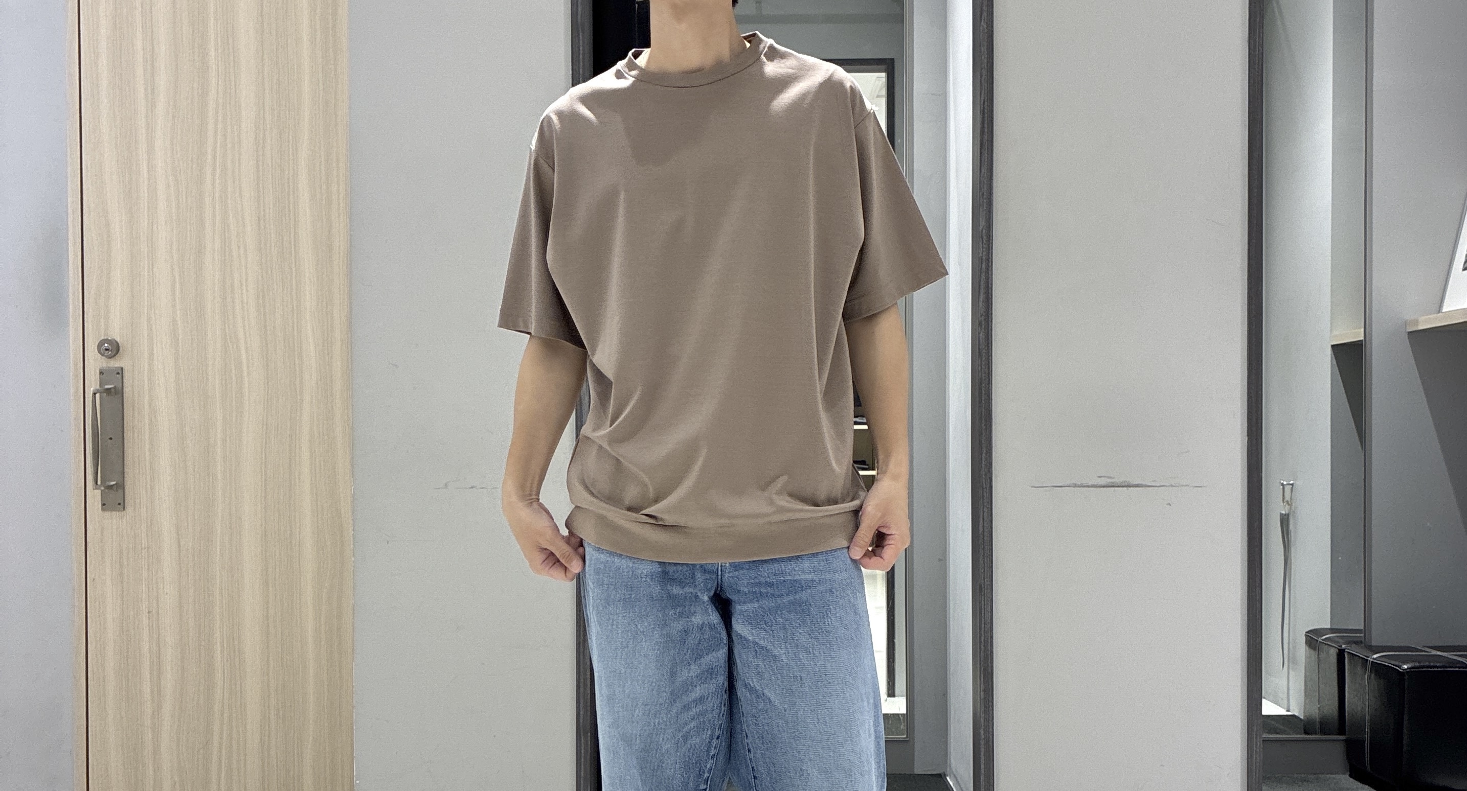 わいずみさんの「TAKEO KIKUCHI｜【接触冷感】アイスクリアコットン Tシャツ」を使ったコーディネート