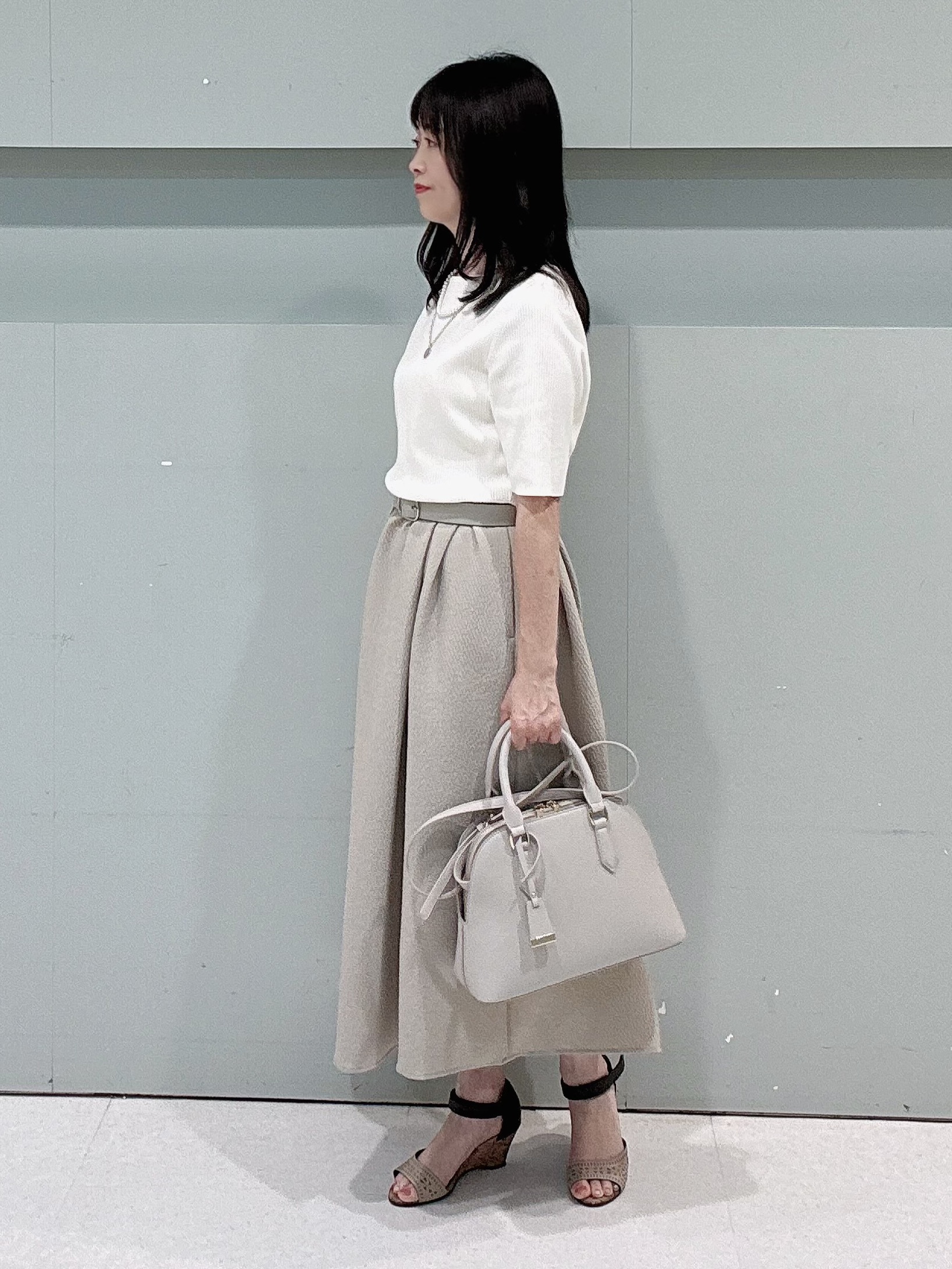 makiさんの「UNTITLED｜◆【一枚でサマ見え】ニットドッキングジャガードワンピース」を使ったコーディネート