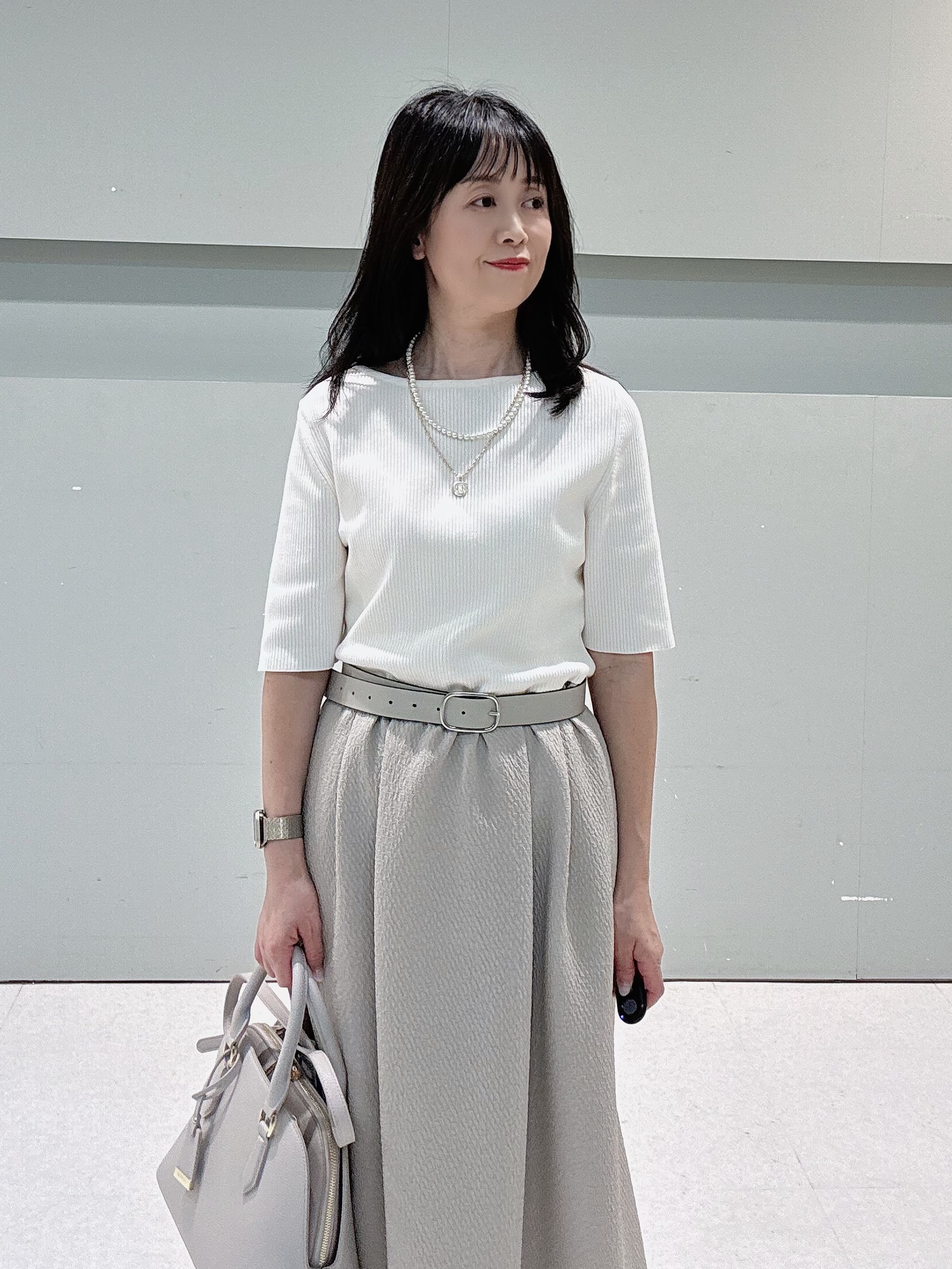 makiさんの「UNTITLED｜◆【一枚でサマ見え】ニットドッキングジャガードワンピース」を使ったコーディネート