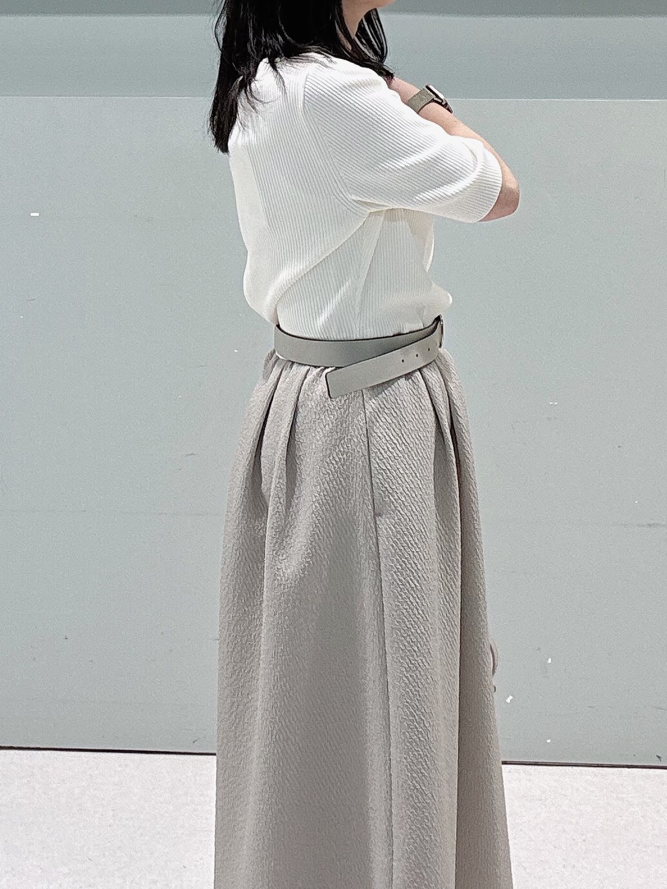 makiさんの「UNTITLED｜◆【一枚でサマ見え】ニットドッキングジャガードワンピース」を使ったコーディネート
