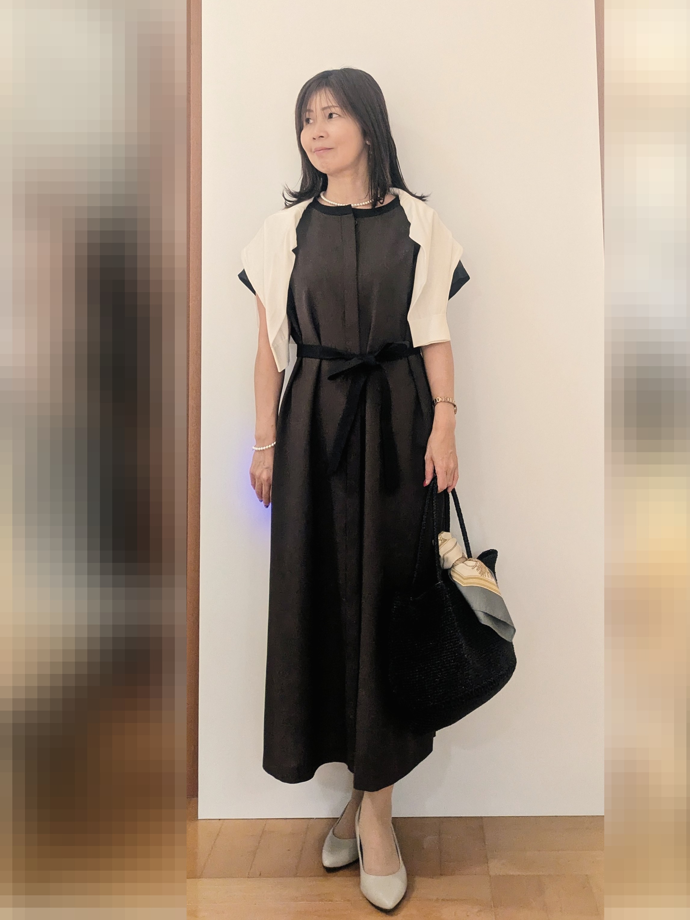 laverさんの「UNTITLED｜【接触冷感/UVカット/イージーケア】配色ラインワンピース」を使ったコーディネート