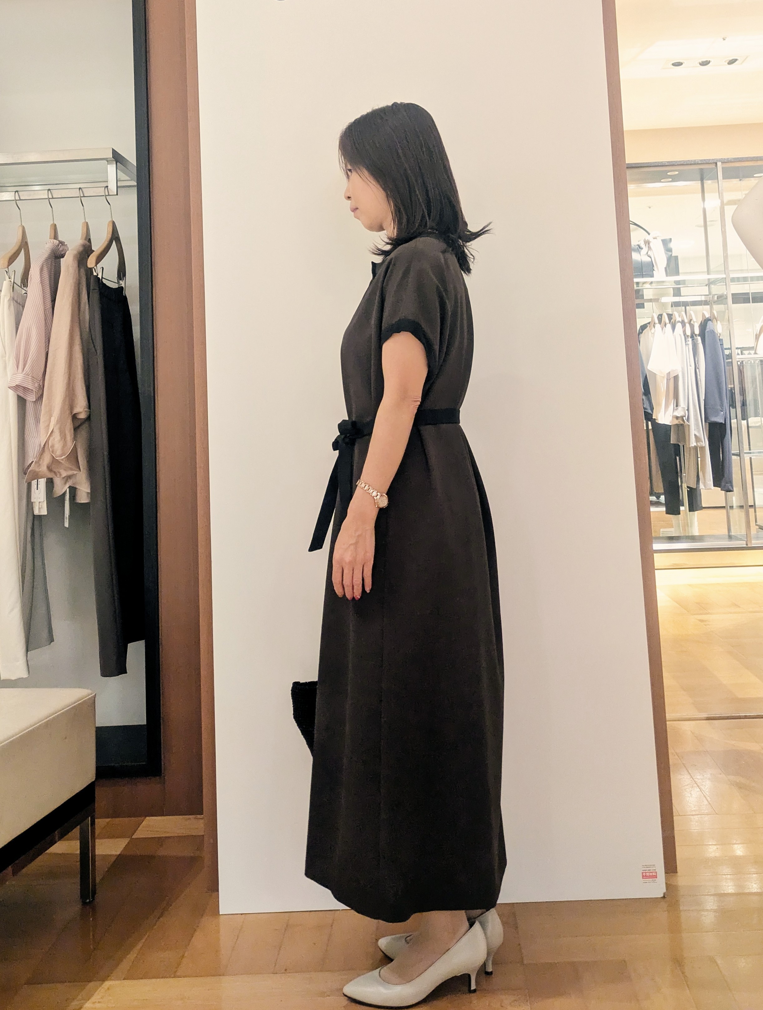 laverさんの「UNTITLED｜【接触冷感/UVカット/イージーケア】配色ラインワンピース」を使ったコーディネート