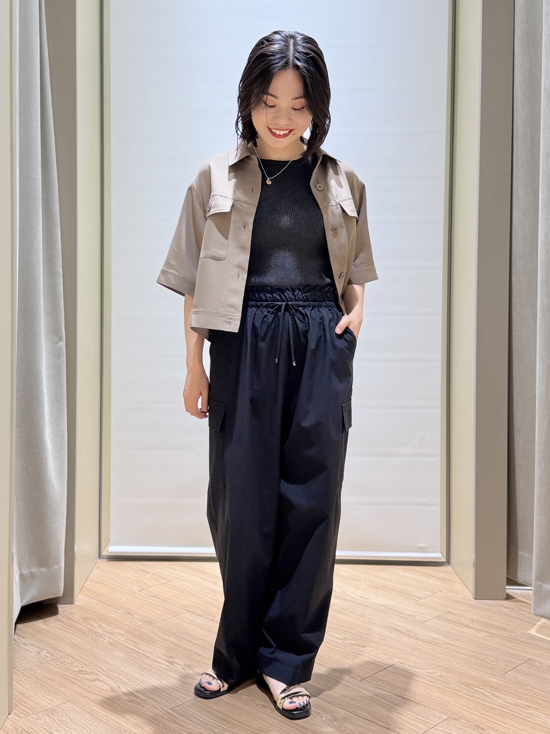 あんりさんの「grove｜【吸水速乾・通気性・洗える】衿付きハーフジャケット」を使ったコーディネート