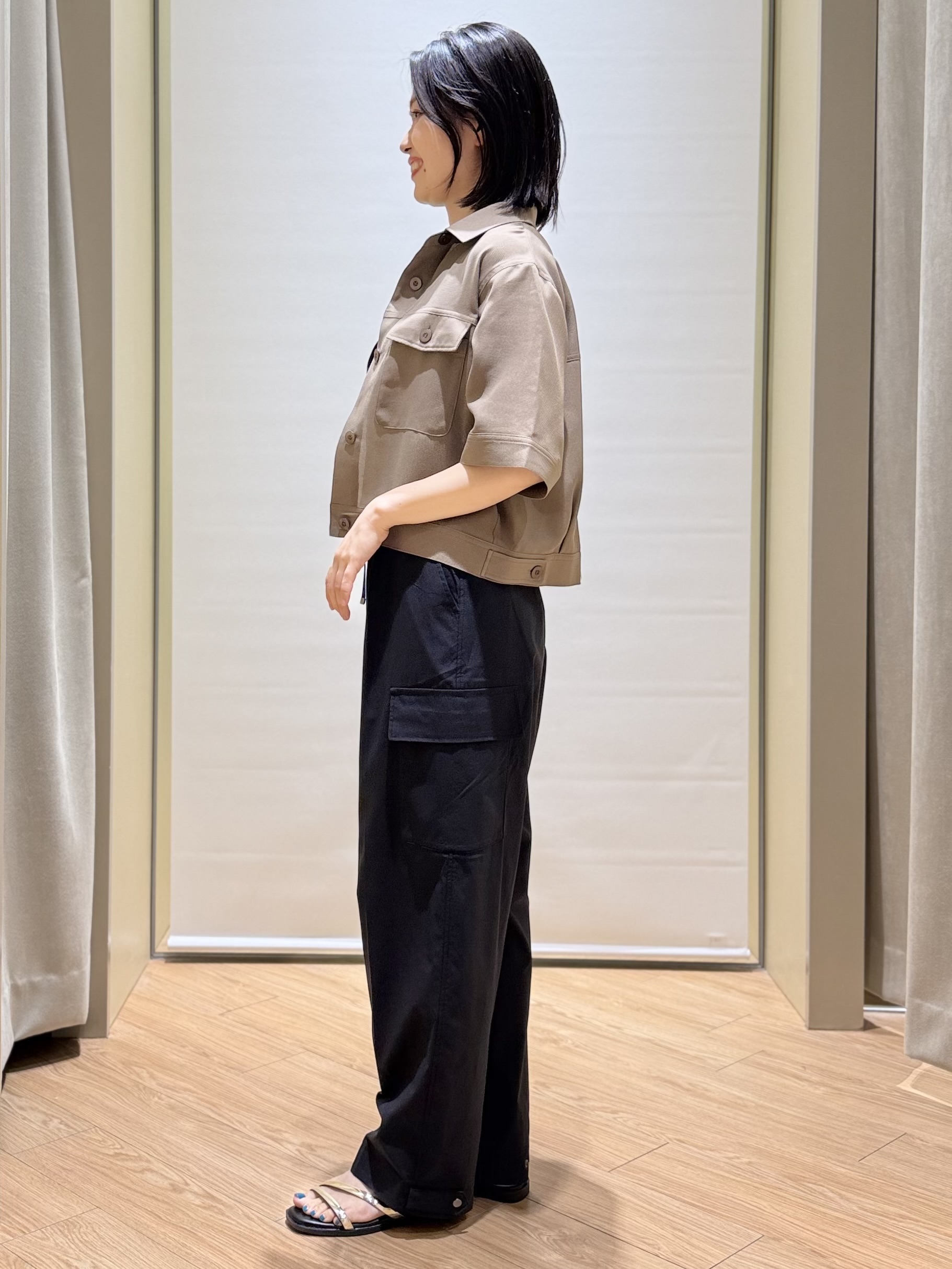 あんりさんの「grove｜【吸水速乾・通気性・洗える】衿付きハーフジャケット」を使ったコーディネート