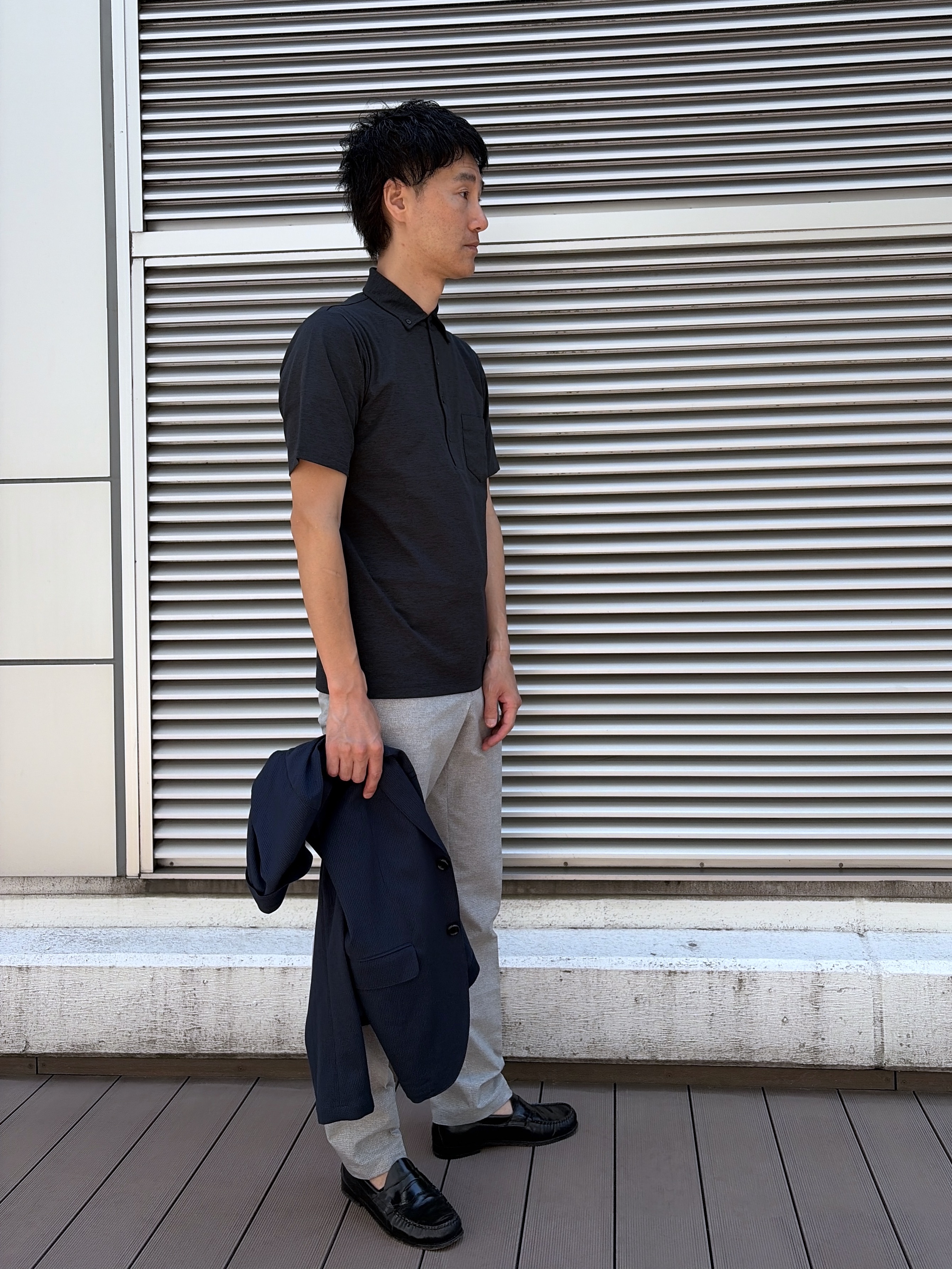 mutoさんの「TAKEO KIKUCHI｜【Begin5月号掲載/通気性】トリコットサッカー ジャケット」を使ったコーディネート