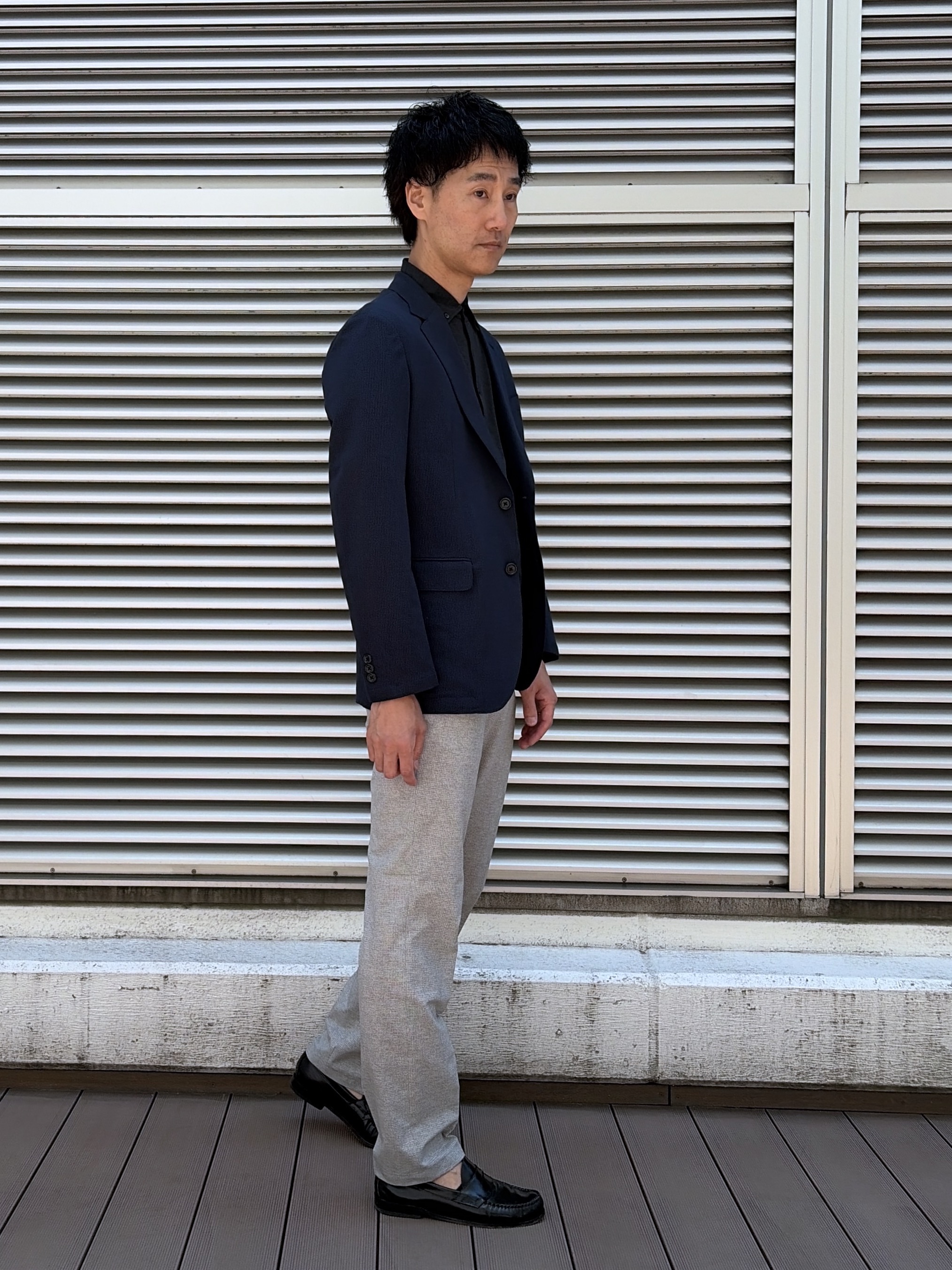 mutoさんの「TAKEO KIKUCHI｜【Begin5月号掲載/通気性】トリコットサッカー ジャケット」を使ったコーディネート