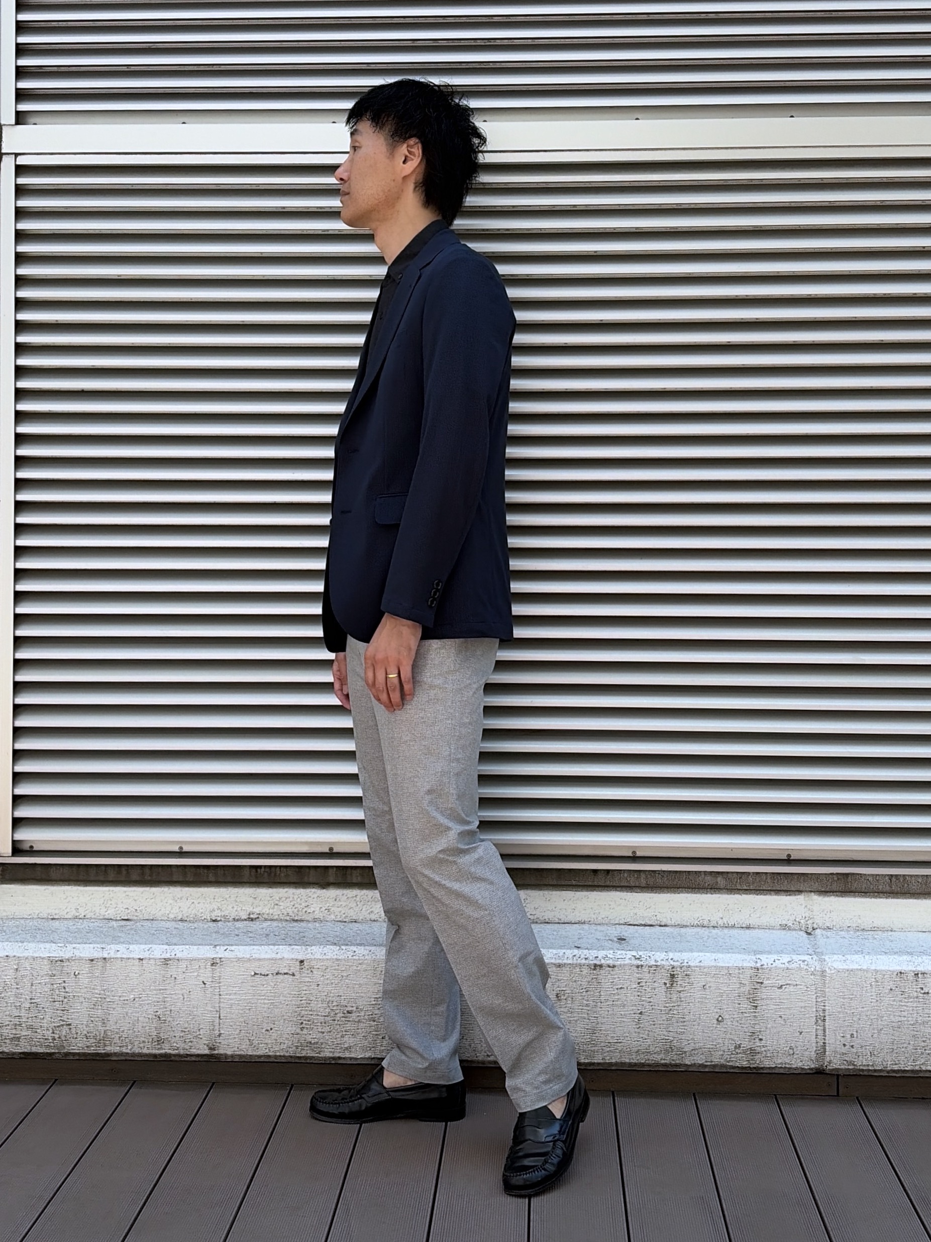 mutoさんの「TAKEO KIKUCHI｜【Begin5月号掲載/通気性】トリコットサッカー ジャケット」を使ったコーディネート