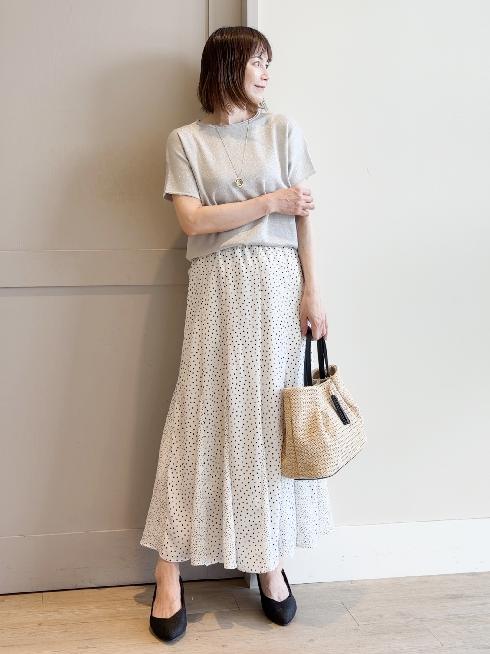 yamakoさんの「grove｜【シリーズ累計36万枚！名品ニット】やわらかドライタッチ ドルマンニット」を使ったコーディネート