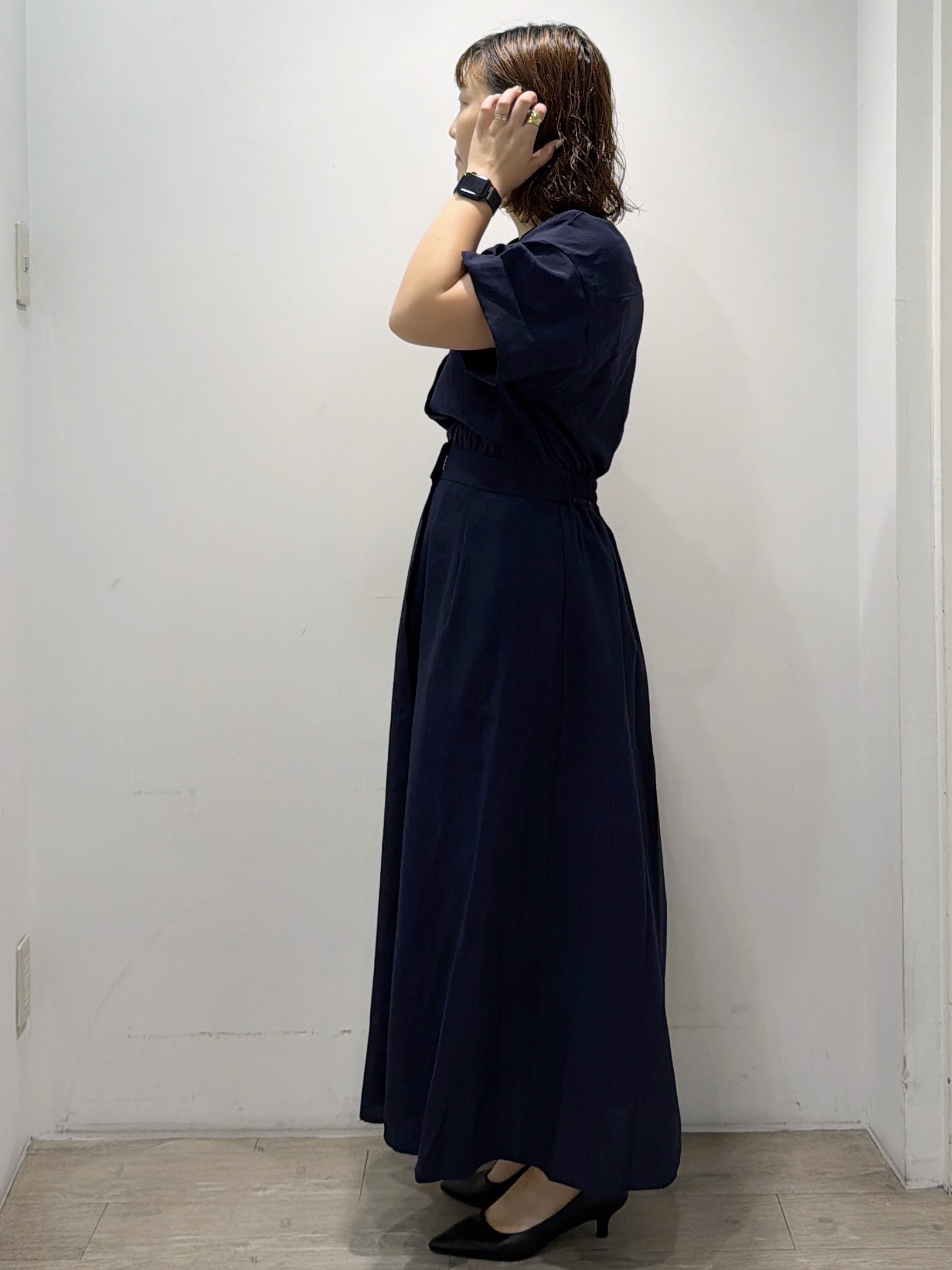 sumicaさんの「OPAQUE.CLIP｜【接触冷感／吸水速乾】リネンライク シャツワンピース《洗濯機OK》」を使ったコーディネート