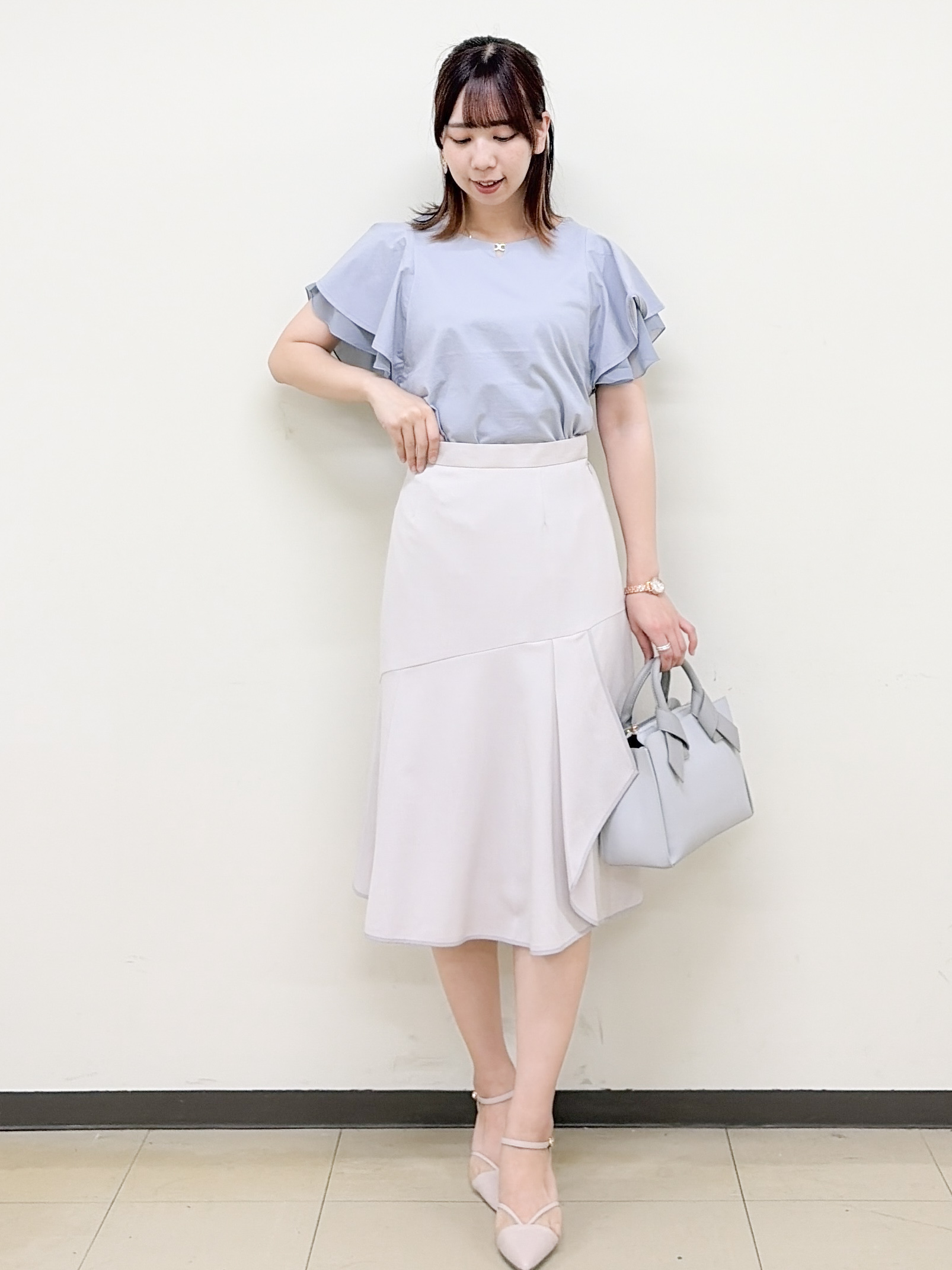yurinaさんの「index｜【接触冷感／UVケア】シフォンフリルドッキングトップス《洗濯機OK》」を使ったコーディネート
