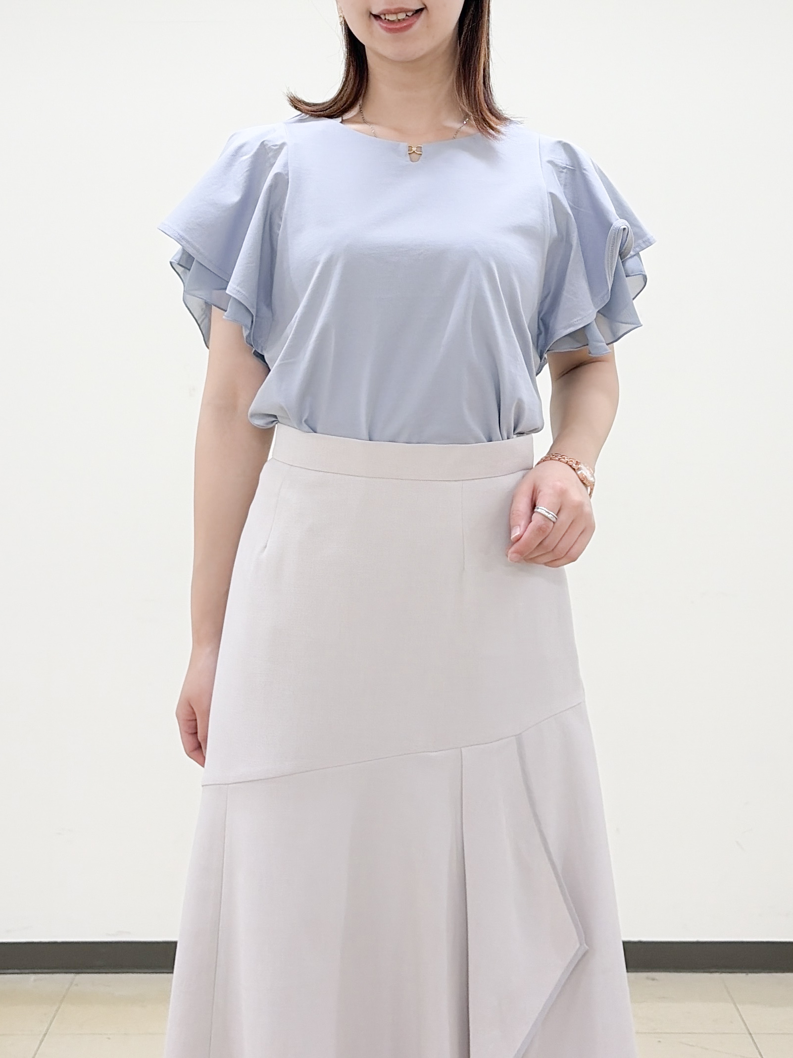yurinaさんの「index｜【接触冷感／UVケア】シフォンフリルドッキングトップス《洗濯機OK》」を使ったコーディネート