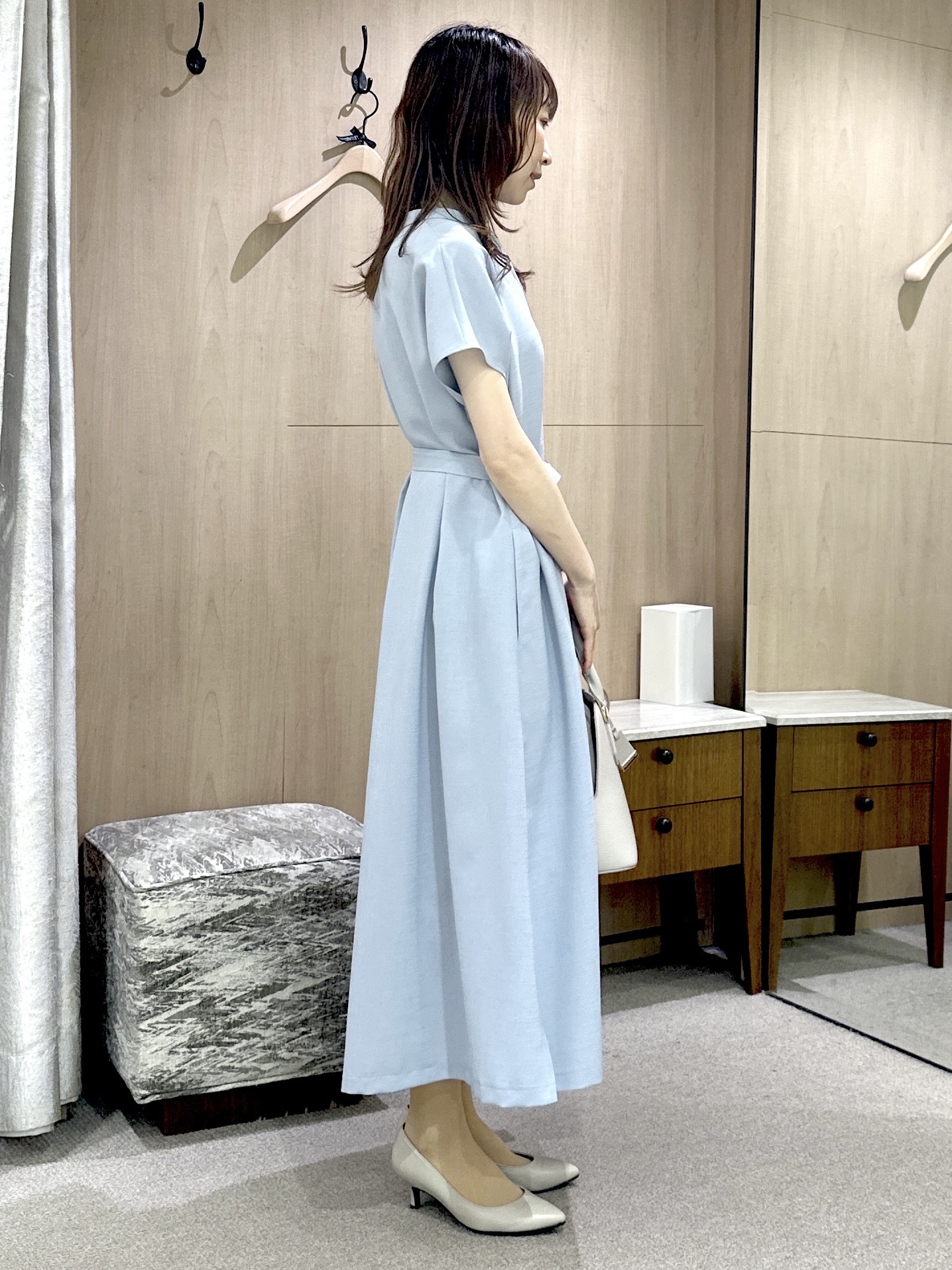 Miwaさんの「UNTITLED｜【UV/接触冷感/遮熱/通気性】スラブバンドカラーワンピース」を使ったコーディネート