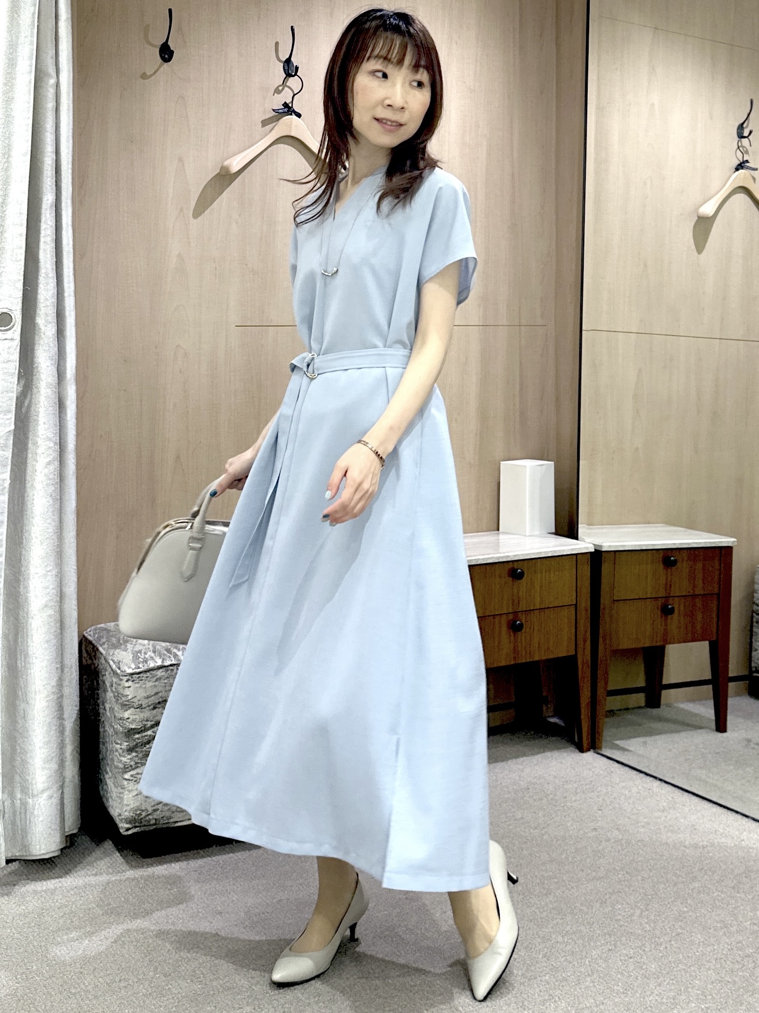 Miwaさんの「UNTITLED｜【UV/接触冷感/遮熱/通気性】スラブバンドカラーワンピース」を使ったコーディネート