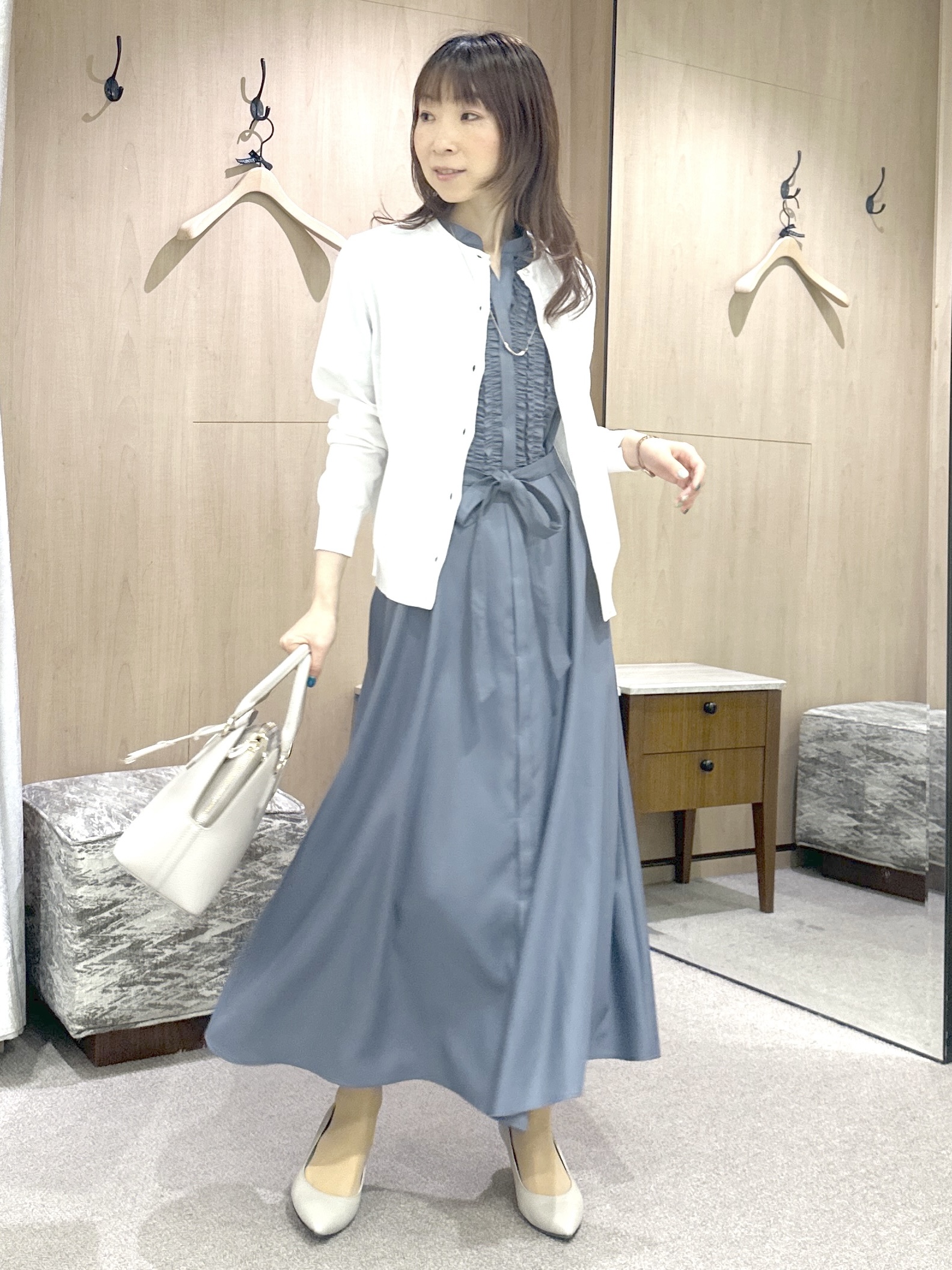 Miwaさんの「UNTITLED｜◆【9色展開/アンサンブル可】コットンクルーネックカーディガン」を使ったコーディネート