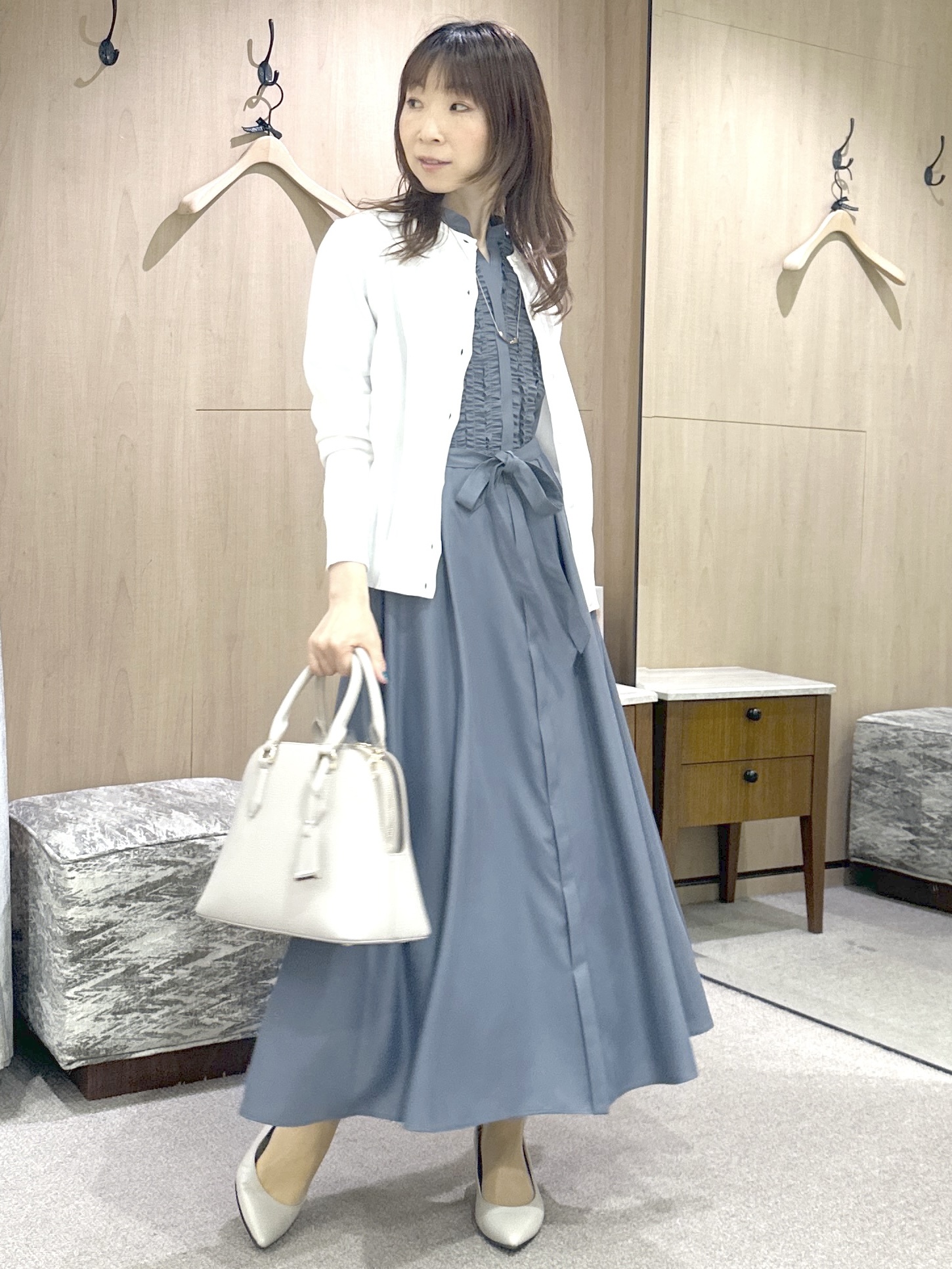 Miwaさんの「UNTITLED｜◆【9色展開/アンサンブル可】コットンクルーネックカーディガン」を使ったコーディネート