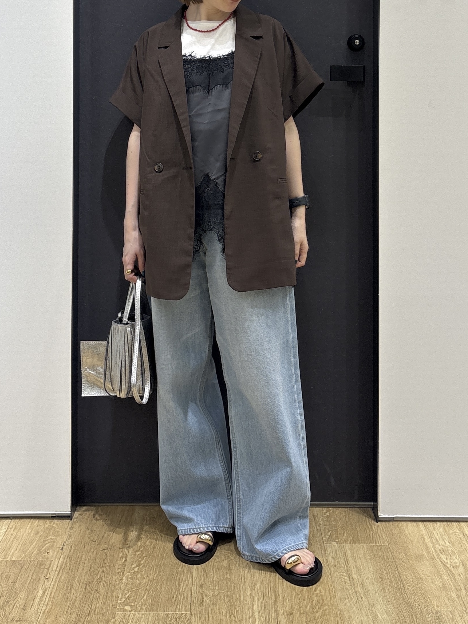 risaさんの「Dessin｜サテンレース キャミソール」を使ったコーディネート