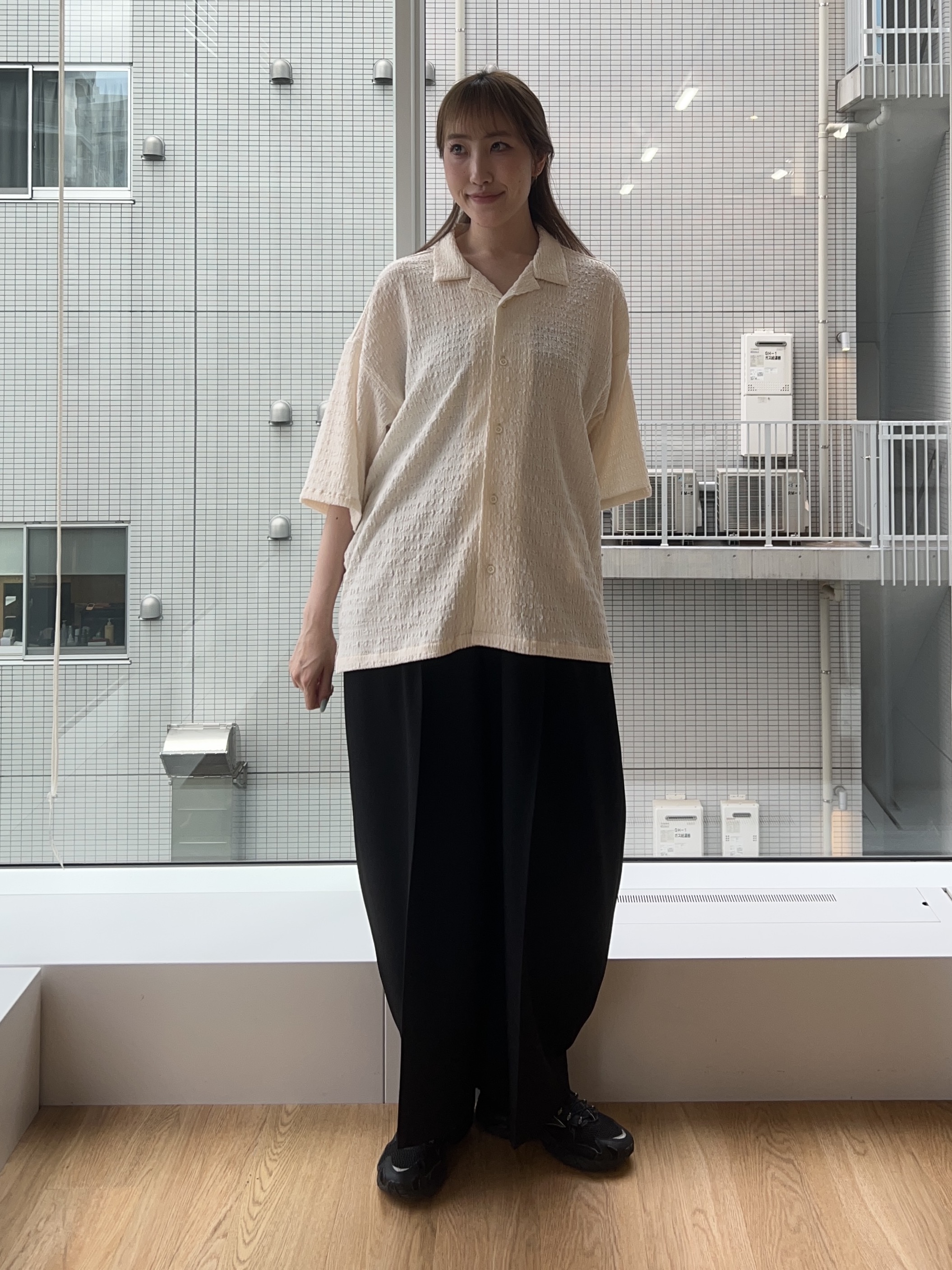 mさんの「tk.TAKEO KIKUCHI｜シュリンクジャガード開襟シャツ」を使ったコーディネート