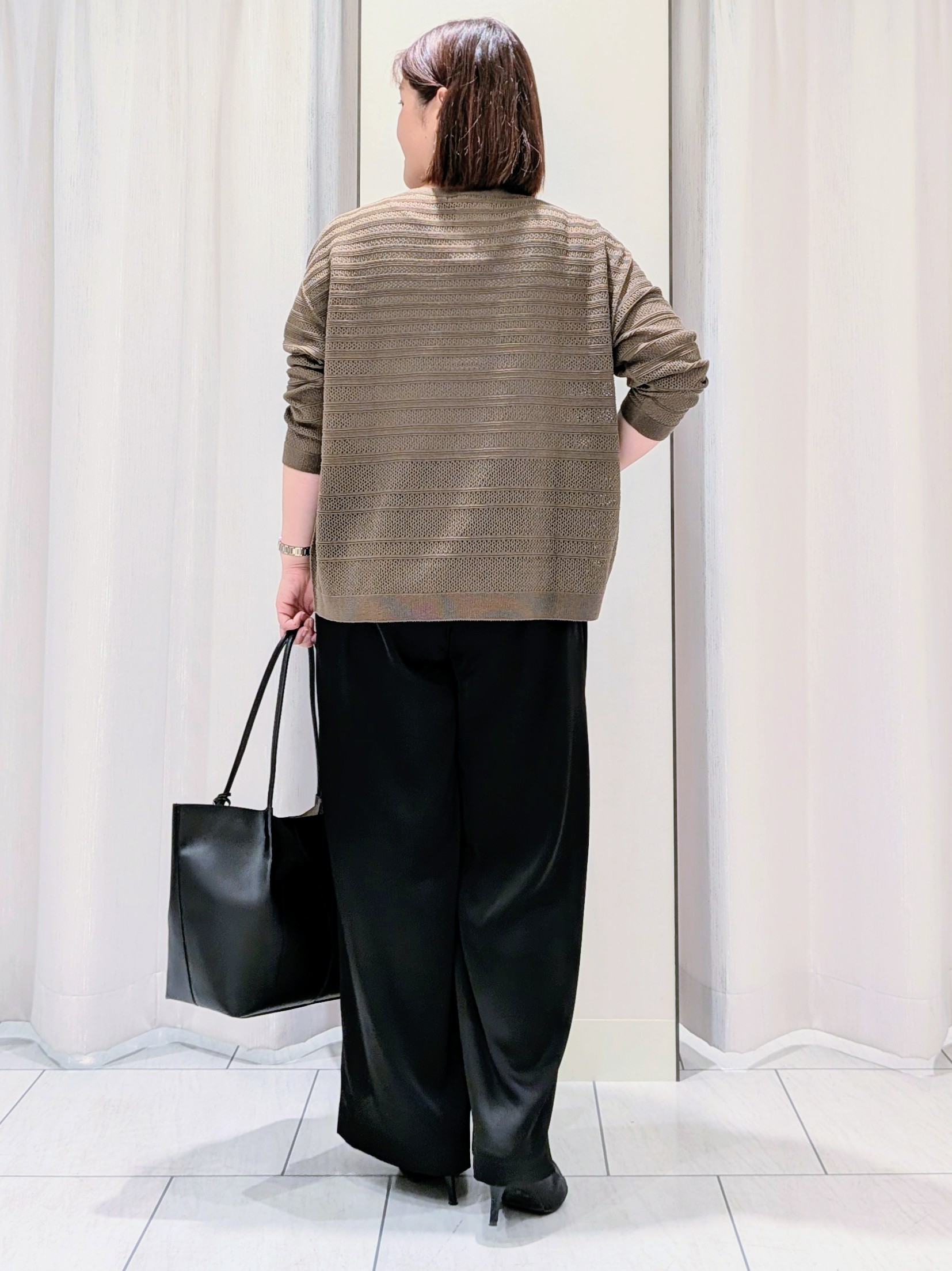 Onumaさんの「UNTITLED｜◆メッシュ柄ボーダーニット」を使ったコーディネート
