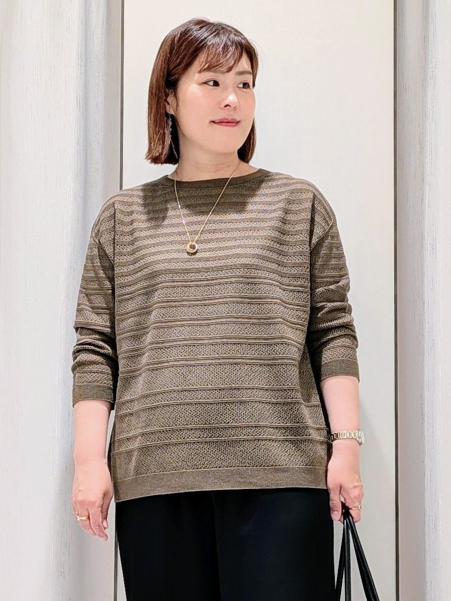 Onumaさんの「UNTITLED｜◆メッシュ柄ボーダーニット」を使ったコーディネート