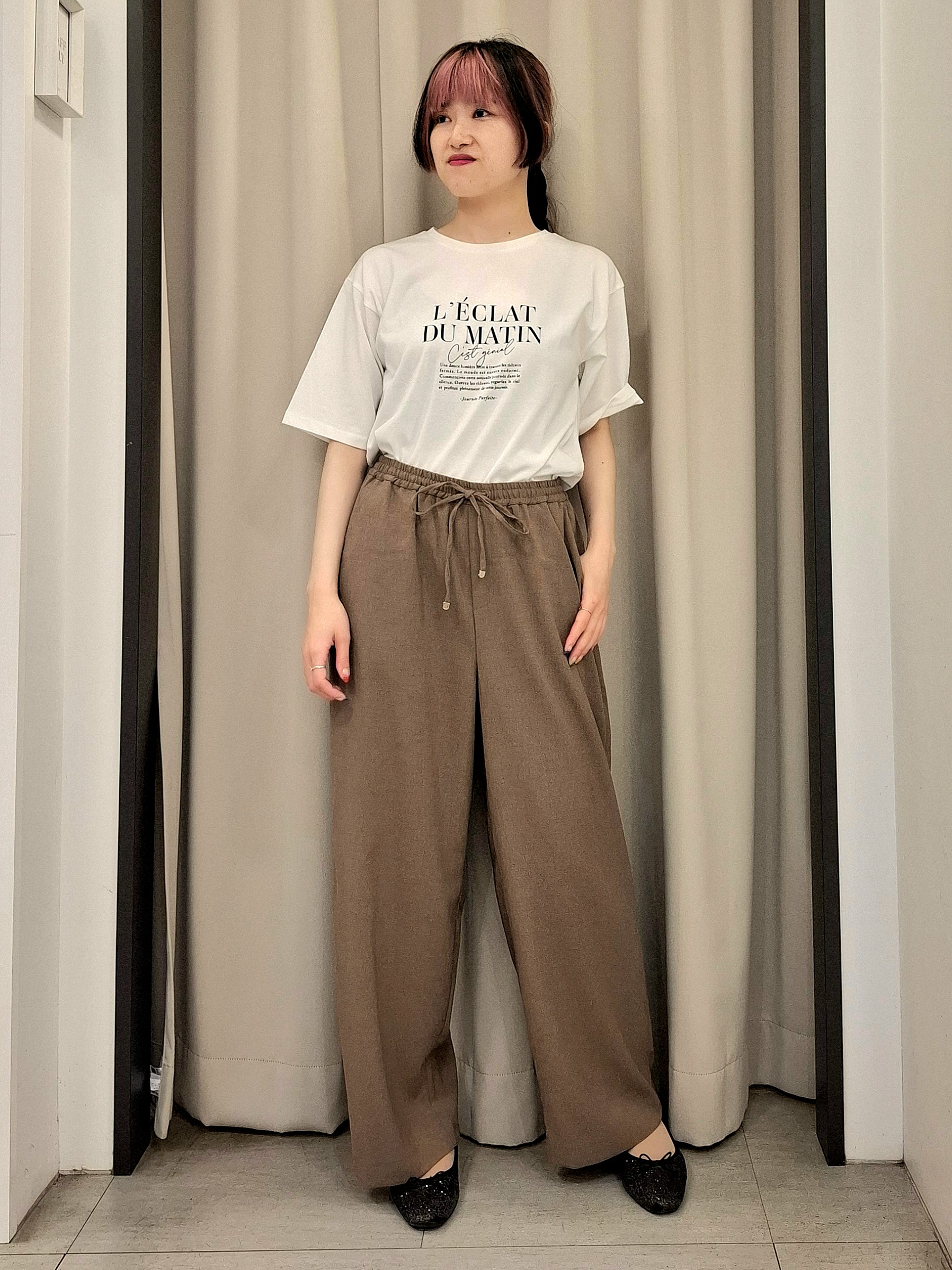 なーちゃんさんの「grove｜【UVカット/接触冷感】プリントアソート5分袖Tシャツ」を使ったコーディネート