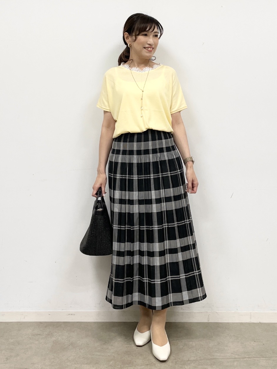 ayaさんの「Reflect｜【二の腕カバー／手洗い可】ネックレース フレンチスリーブニット」を使ったコーディネート