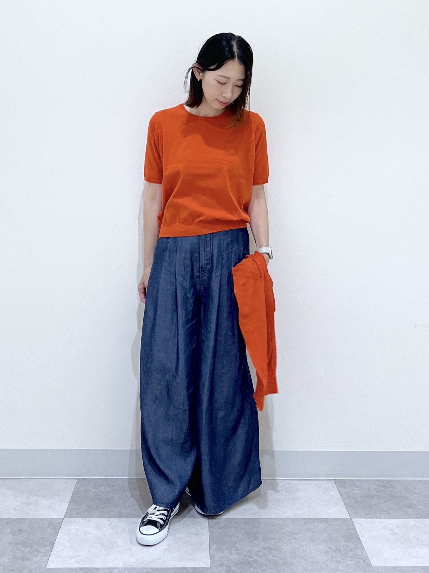 canaさんの「Dessin｜【9色展開/接触冷感/UVカット】ドライタッチサマーニットT」を使ったコーディネート