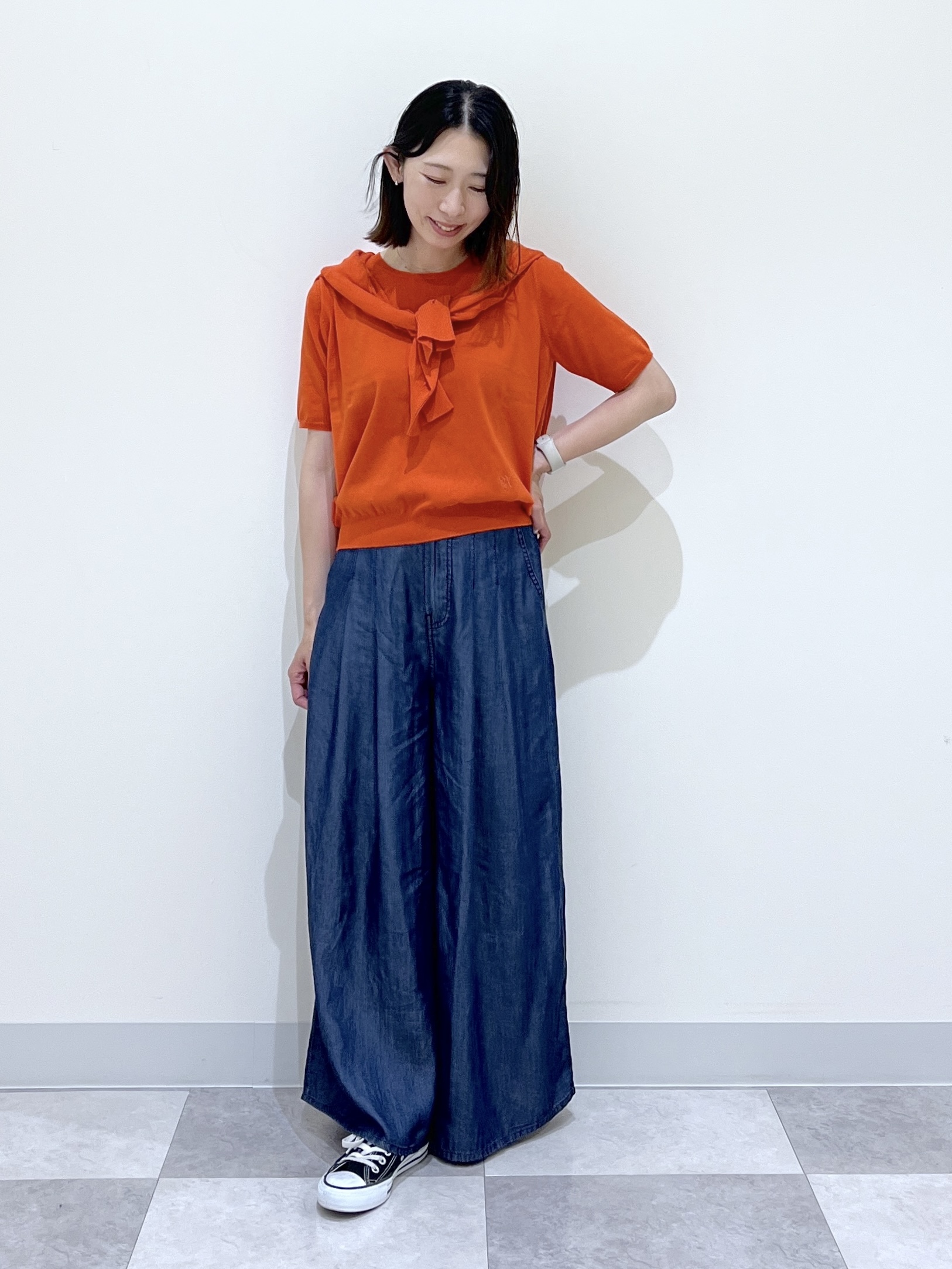 canaさんの「Dessin｜【9色展開/接触冷感/UVカット】ドライタッチサマーニットT」を使ったコーディネート