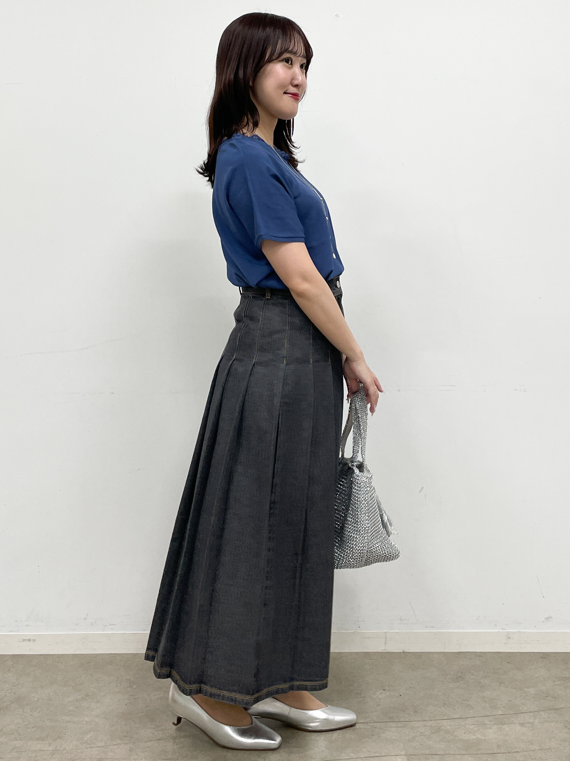 yukariさんの「Reflect｜【二の腕カバー／手洗い可】ネックレース フレンチスリーブニット」を使ったコーディネート