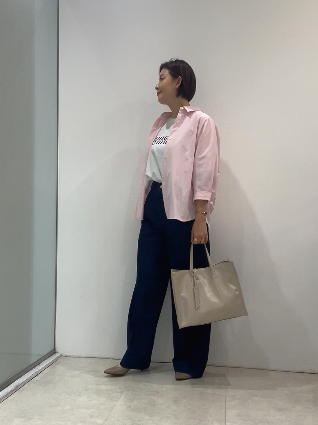 まどかさんの「UNTITLED｜【接触冷感/吸水速乾/UVカット】ドルマンスリーブシャツ」を使ったコーディネート
