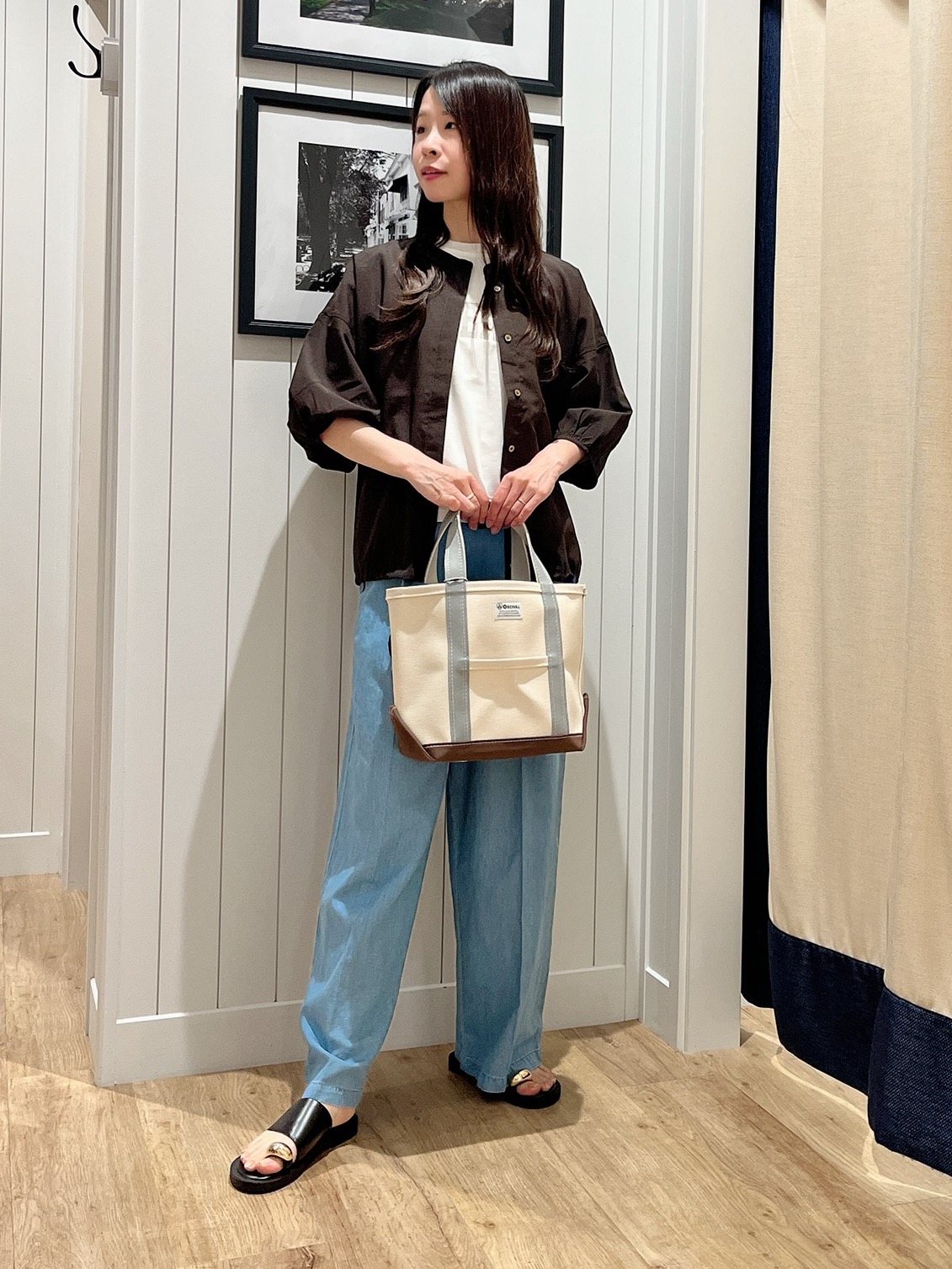 mihoさんの「Dessin｜【高通気/セットアップ可】ハーフスリーブドロストシャツブラウス」を使ったコーディネート
