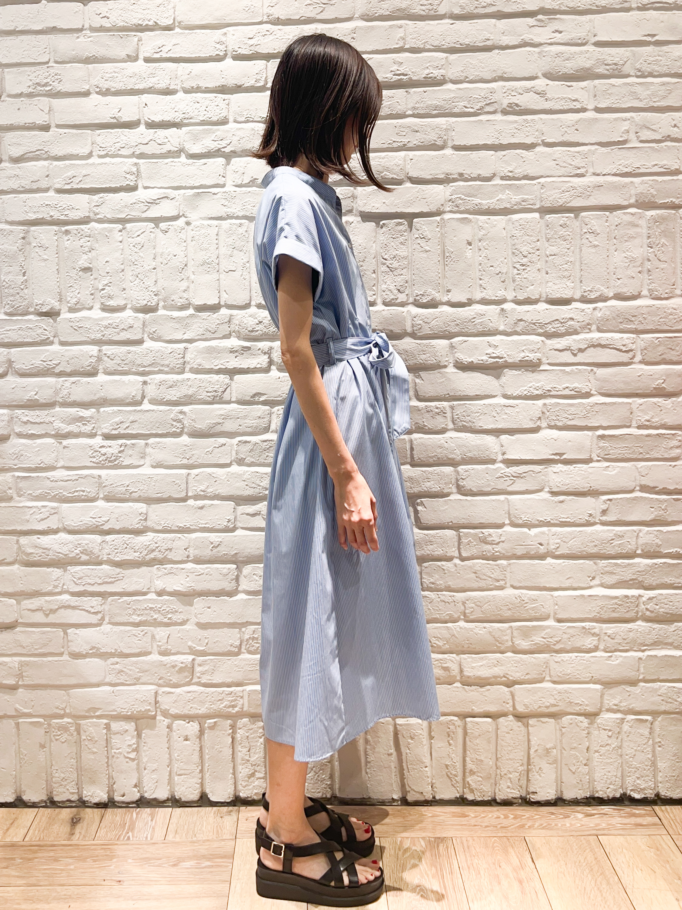 ももちぃさんの「index｜【接触冷感／UV】ストライプタックシャツワンピース《洗濯機OK》」を使ったコーディネート
