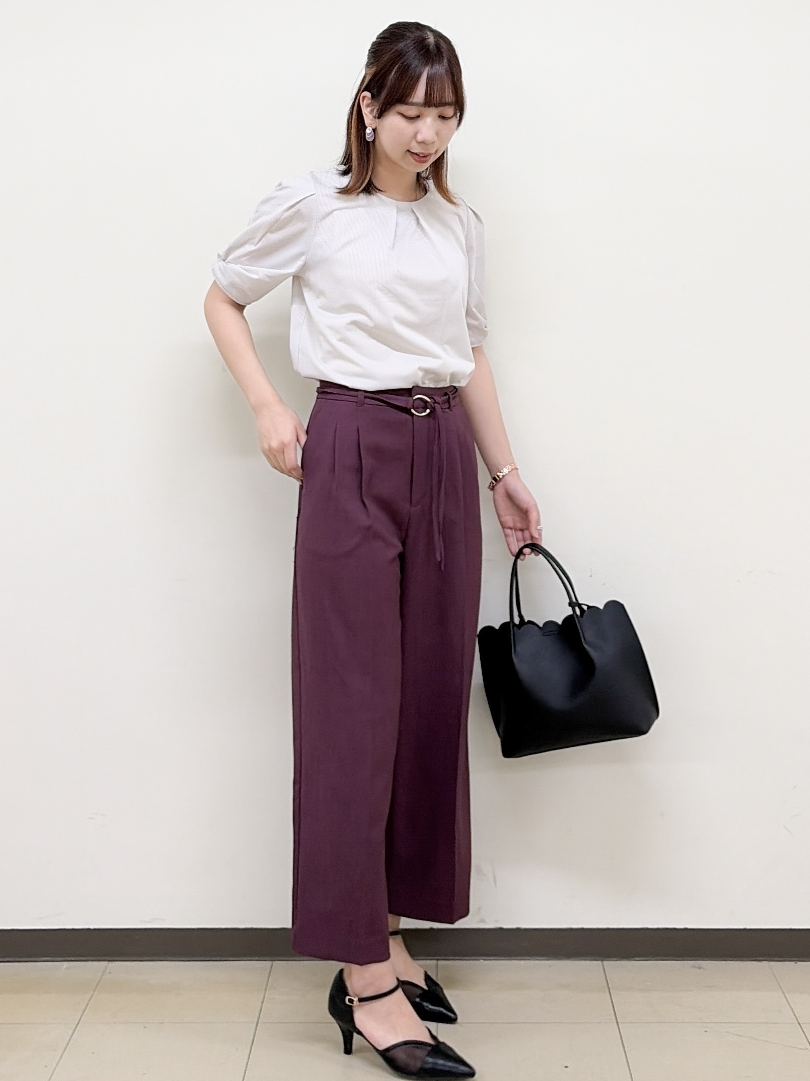 yurinaさんの「index｜【吸水速乾】ストライプ調デザインスリーブトップス《洗濯機OK》」を使ったコーディネート