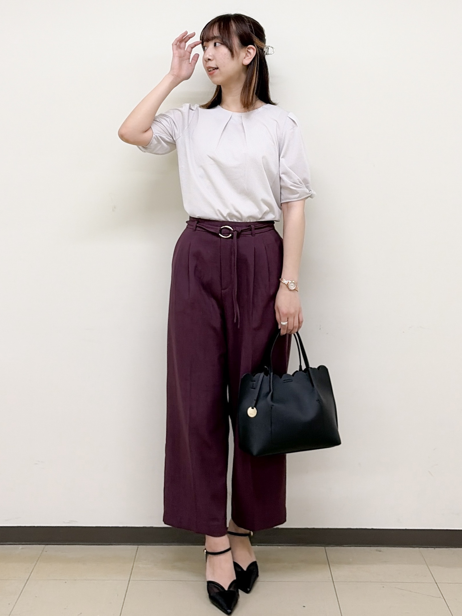 yurinaさんの「index｜【吸水速乾】ストライプ調デザインスリーブトップス《洗濯機OK》」を使ったコーディネート