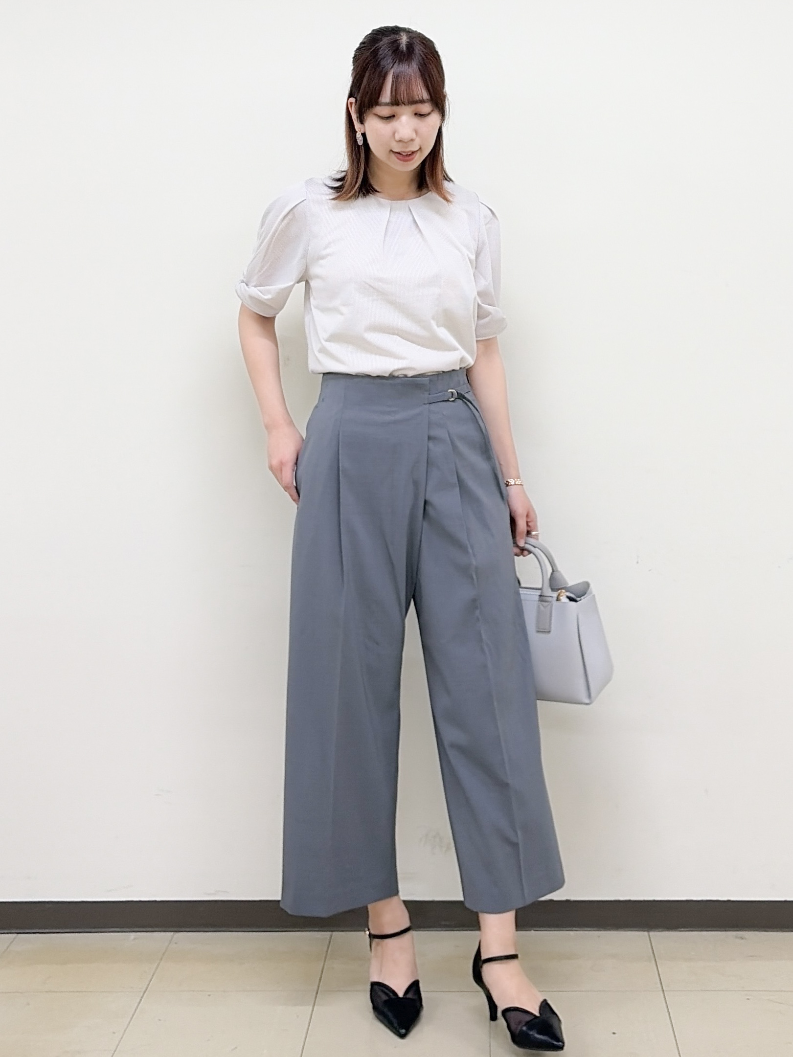 yurinaさんの「index｜【吸水速乾】ストライプ調デザインスリーブトップス《洗濯機OK》」を使ったコーディネート