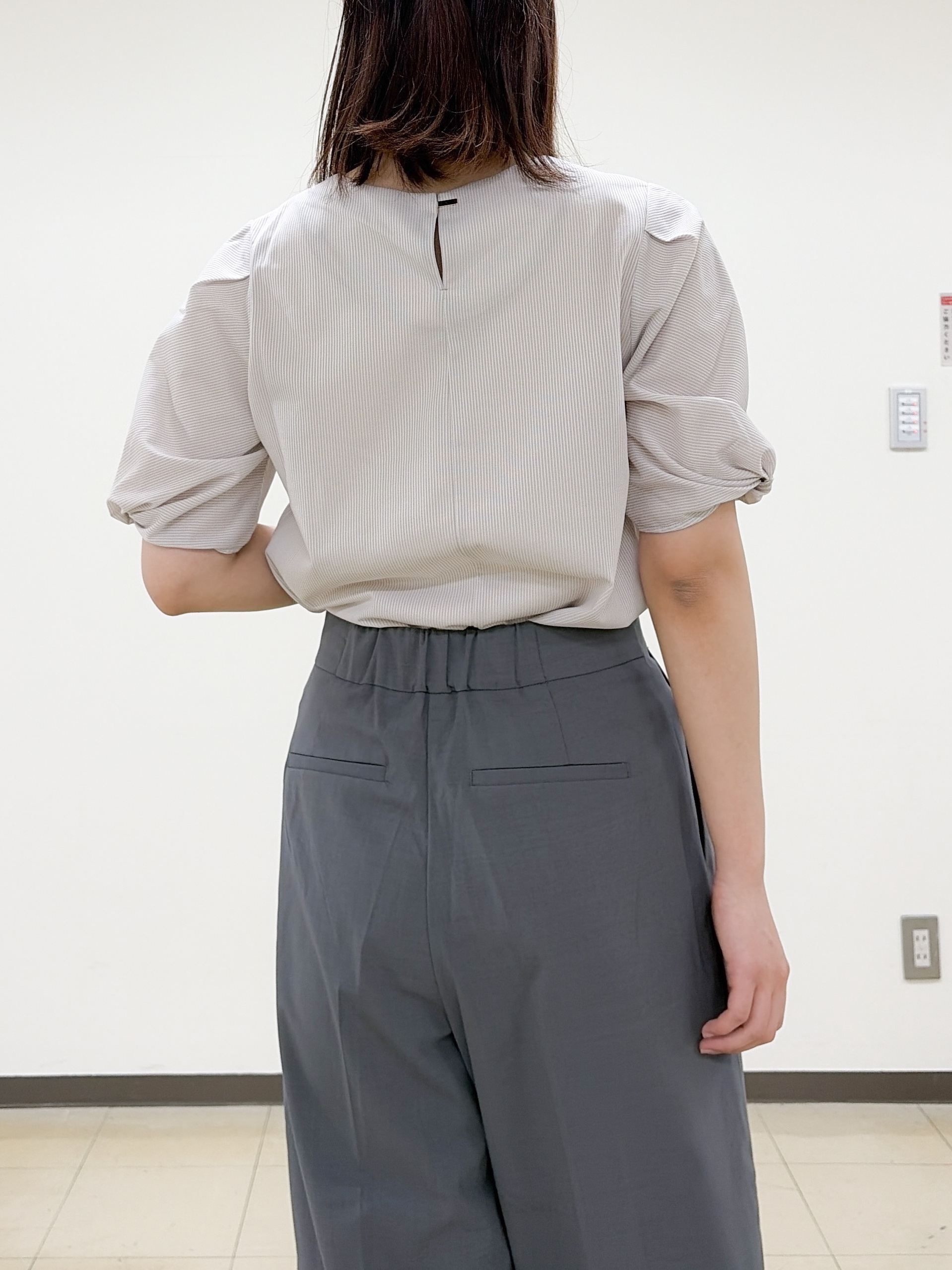 yurinaさんの「index｜【吸水速乾】ストライプ調デザインスリーブトップス《洗濯機OK》」を使ったコーディネート