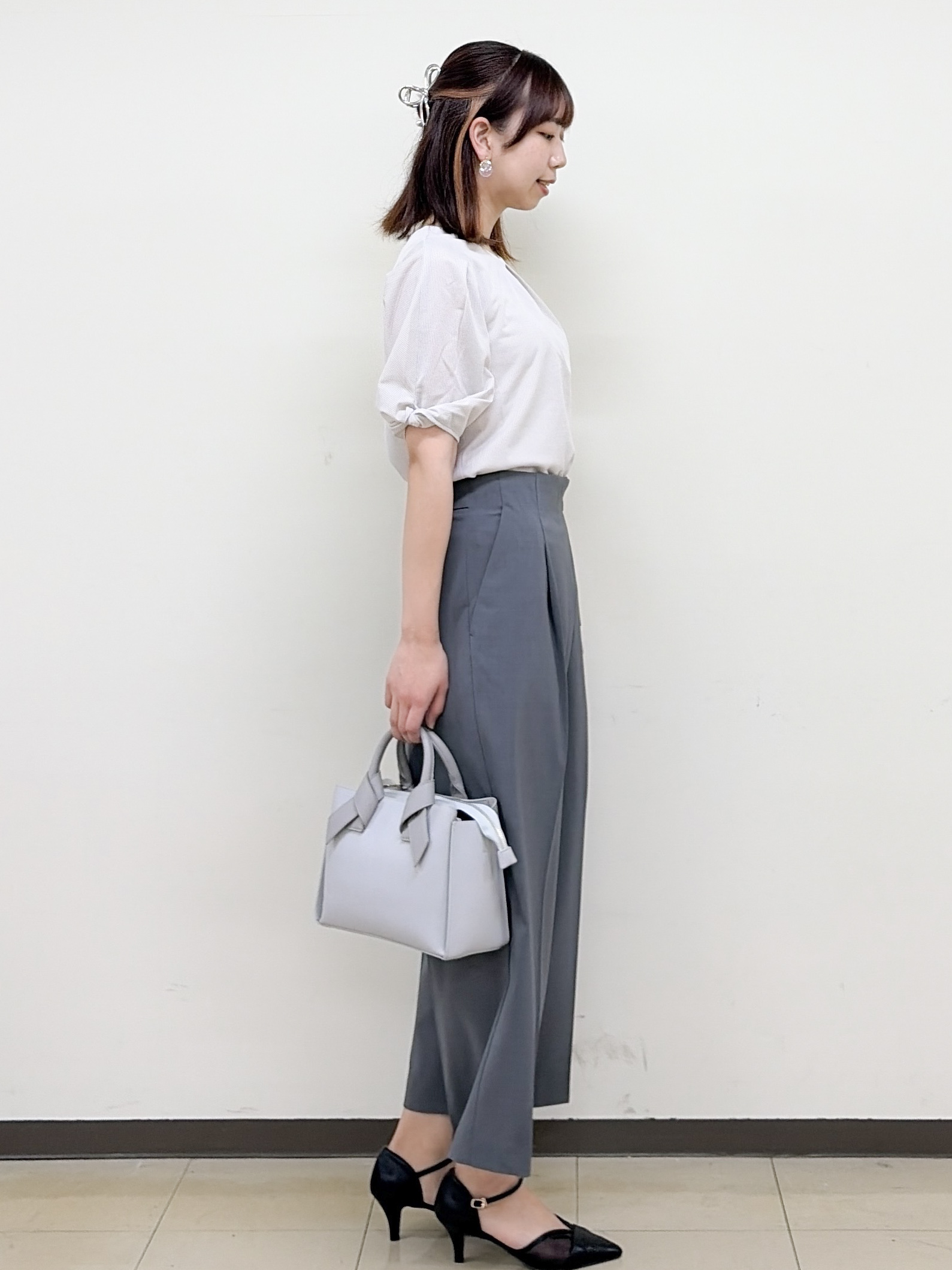 yurinaさんの「index｜【吸水速乾】ストライプ調デザインスリーブトップス《洗濯機OK》」を使ったコーディネート