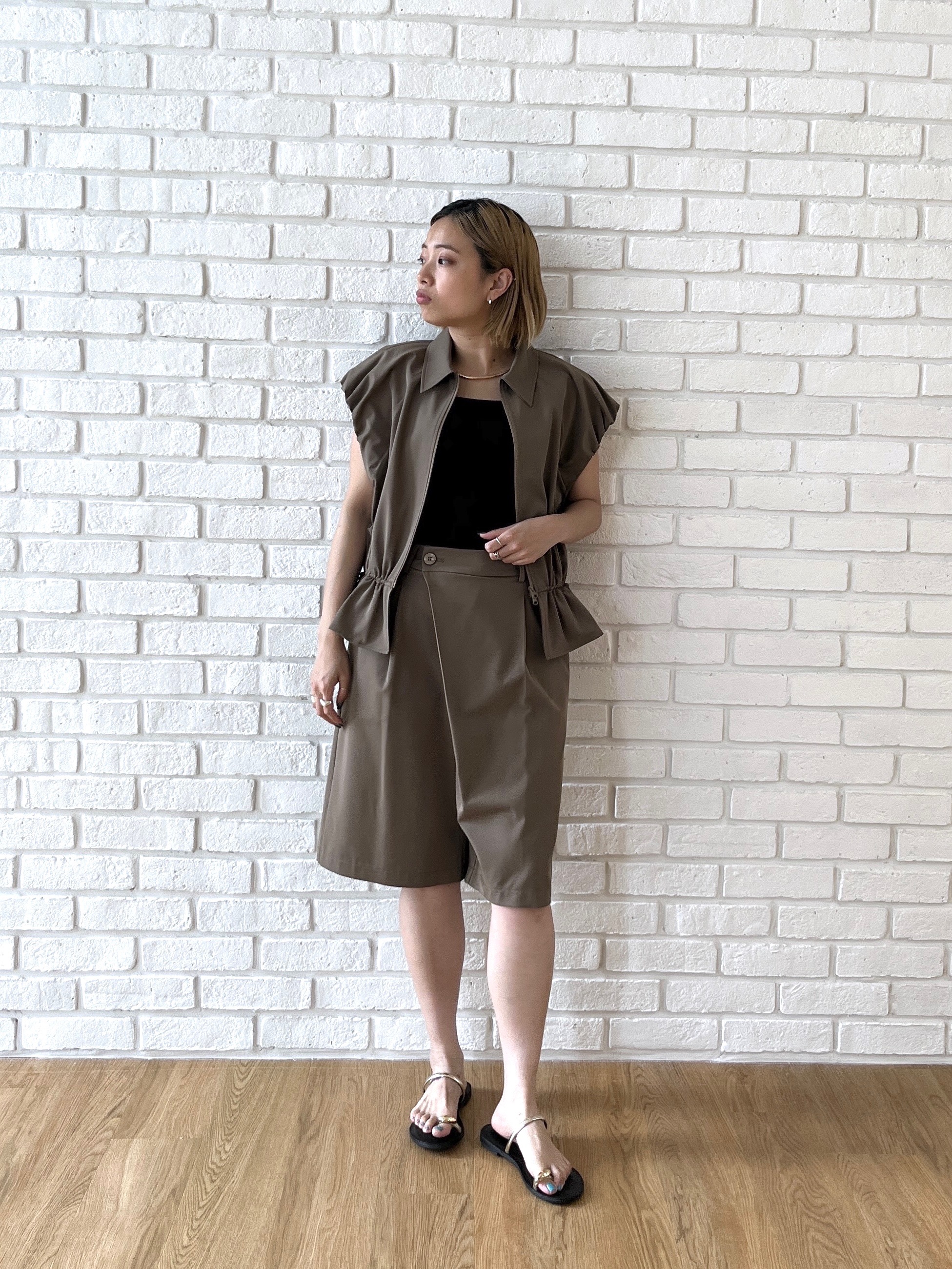 Harukaさんの「INDIVI｜ジップアップフォルムブルゾン【セットアップ可能／UVカット／接触冷感】」を使ったコーディネート